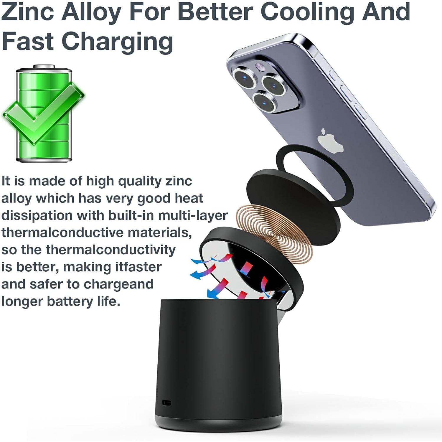 2025 Upgrade 3 in 1 Charging Station for Apple MagSafe Charger, Adjustable Portable Wireless Charging Stand, Fast Wireless Charger Dock