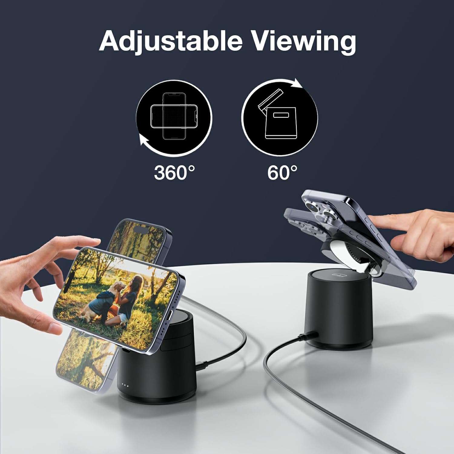 2025 Upgrade 3 in 1 Charging Station for Apple MagSafe Charger, Adjustable Portable Wireless Charging Stand, Fast Wireless Charger Dock