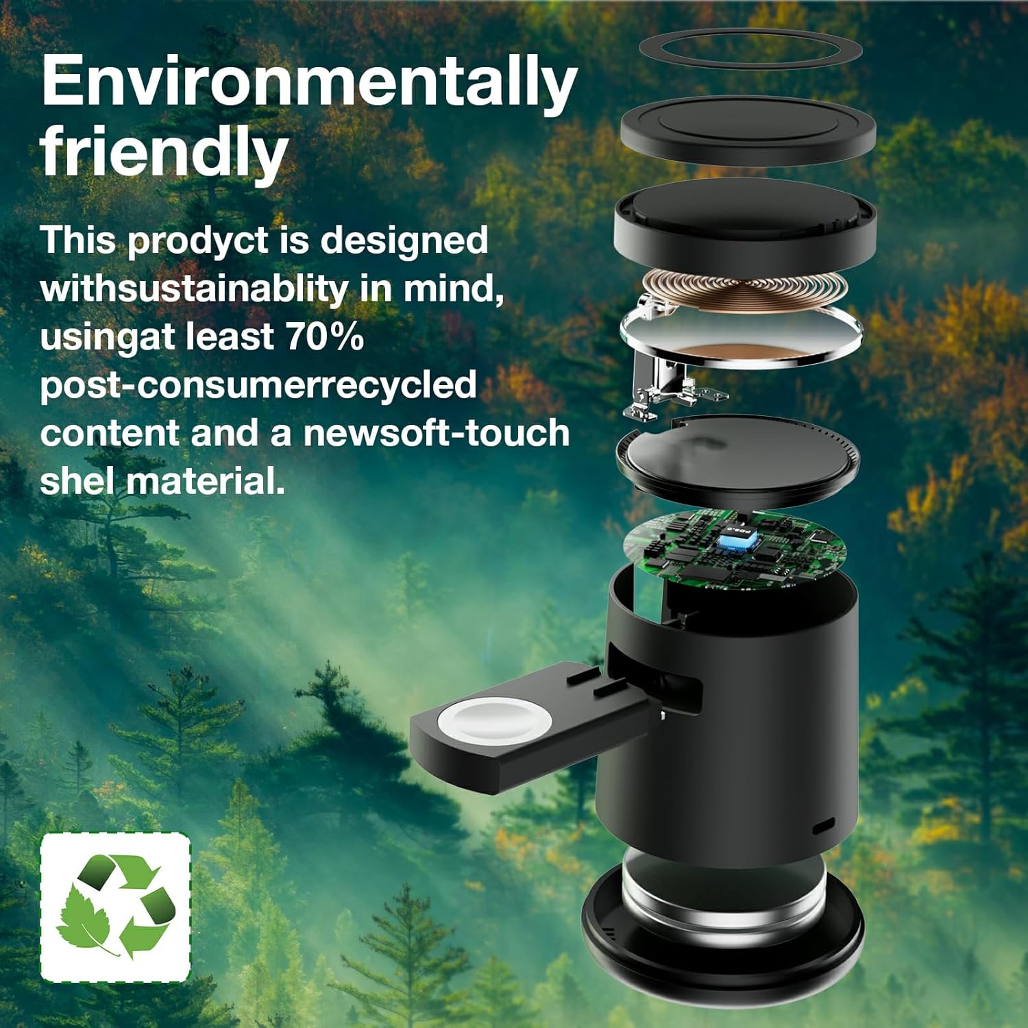 2025 Upgrade 3 in 1 Charging Station for Apple MagSafe Charger, Adjustable Portable Wireless Charging Stand, Fast Wireless Charger Dock