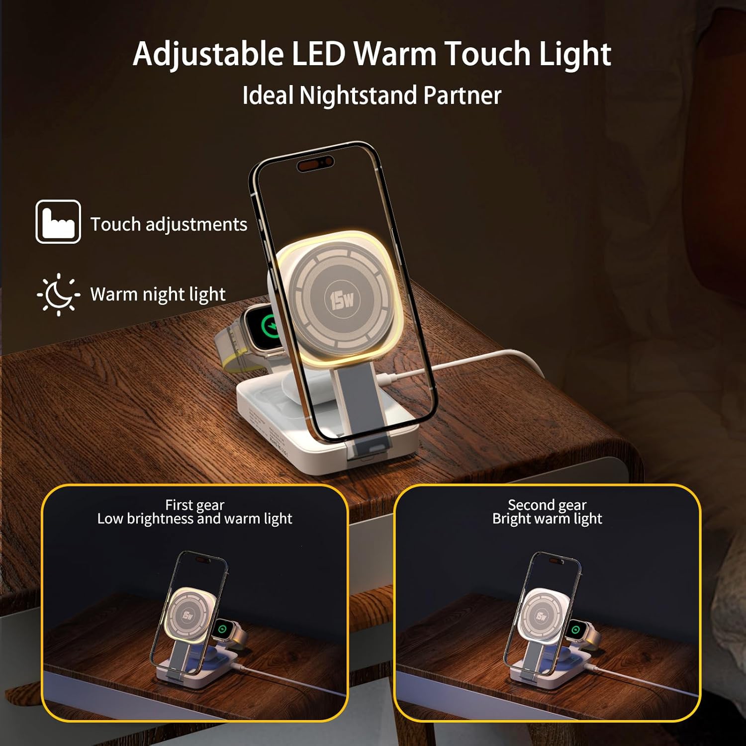 3 in 1 Foldable Charging Station for Apple Products,Mag-Safe Charger Wireless Charger Stand