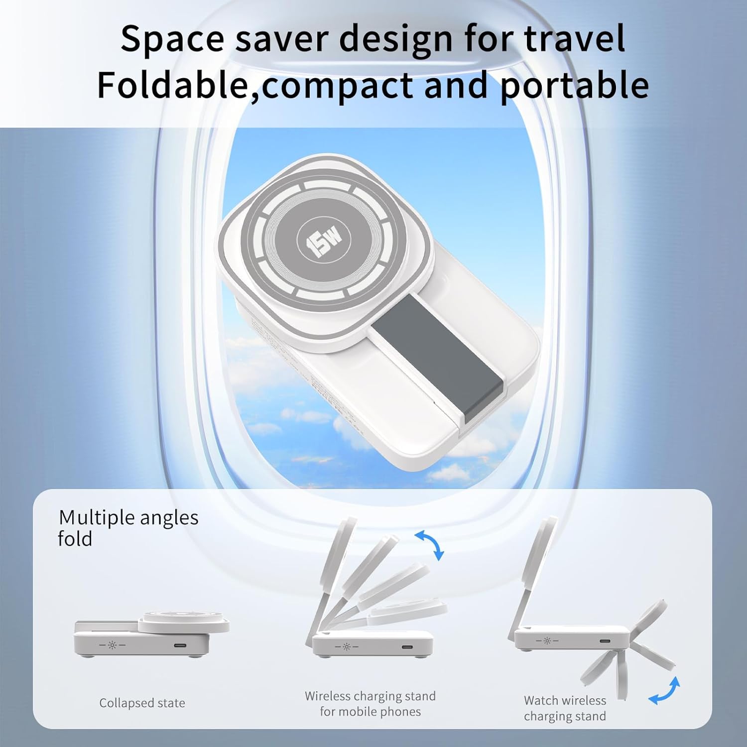 3 in 1 Foldable Charging Station for Apple Products,Mag-Safe Charger Wireless Charger Stand