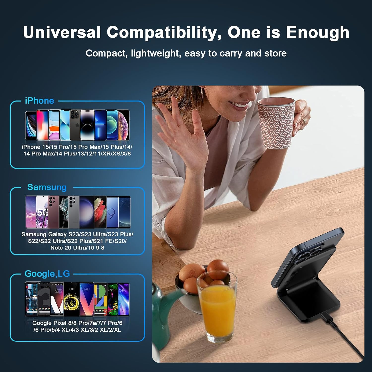 Chargeur sans fil de Samsung avec socle de chargement rapide pour Galaxy S24 Ultra S22 Plus S21 S20 S9 S8 Note20 de Samsung, station de chargement