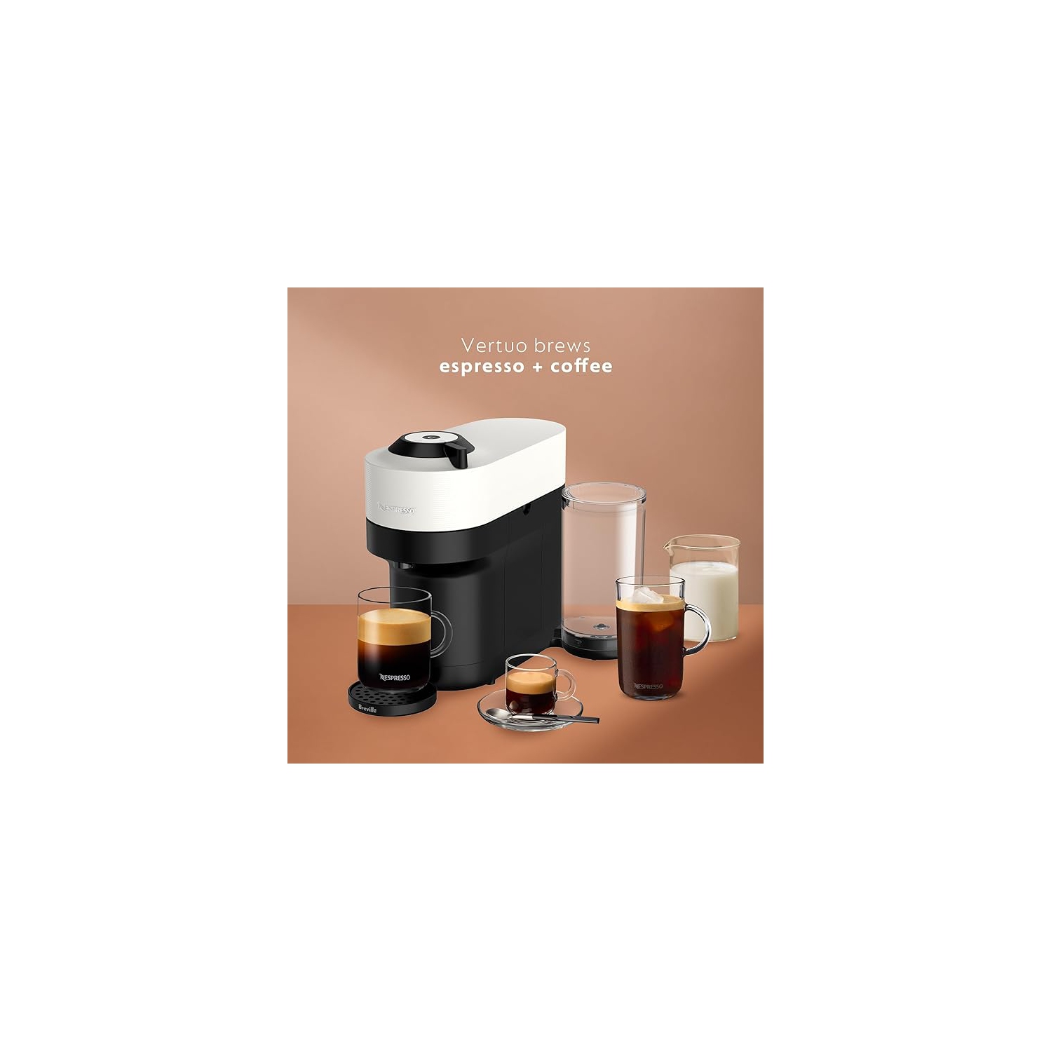 Nespresso Vertuo Pop+ Coffee and Espresso Machine by Breville - Coconut White