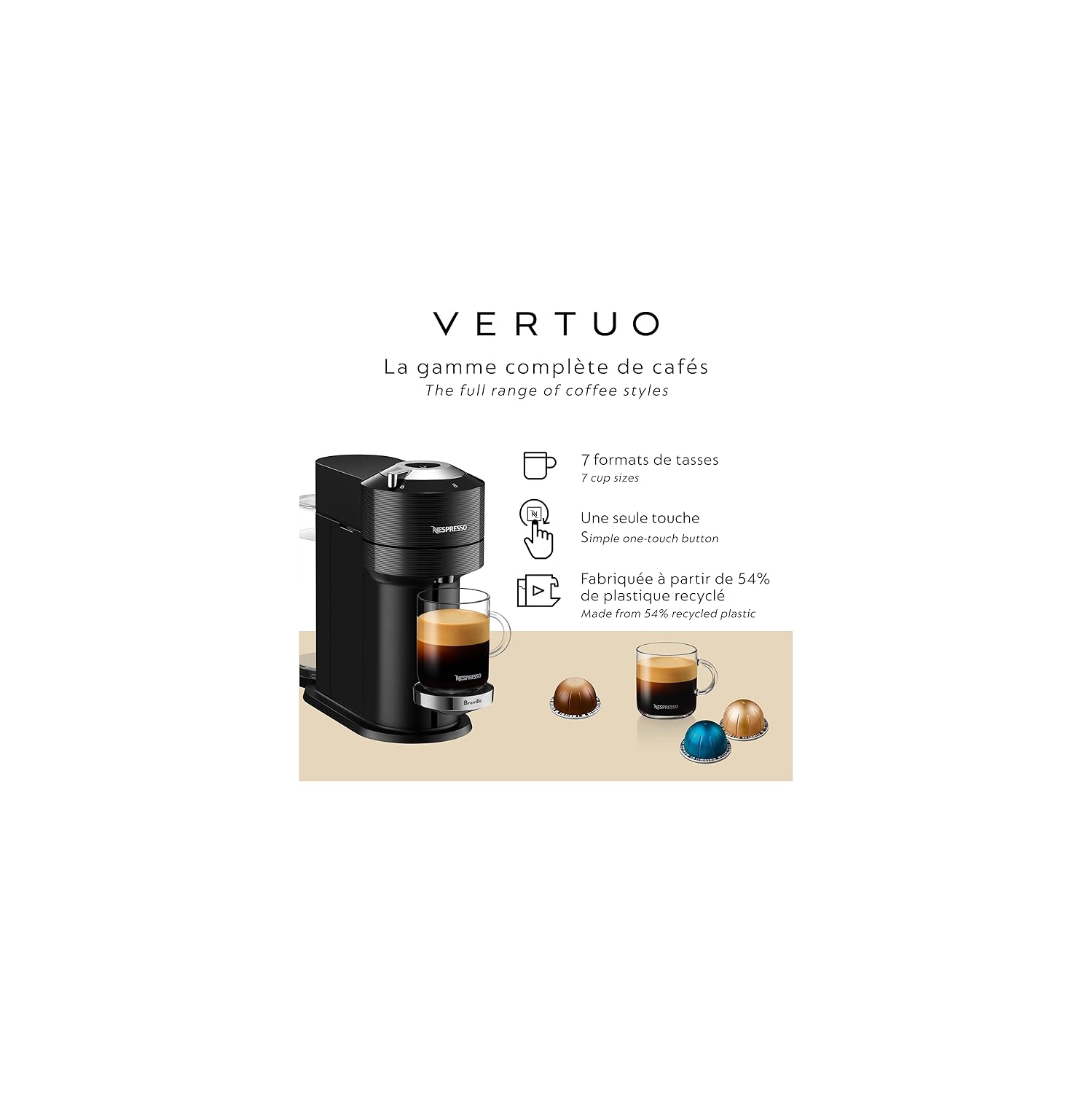 Nespresso Vertuo Next Premium Coffee and Espresso Machine by Breville - Classic Black