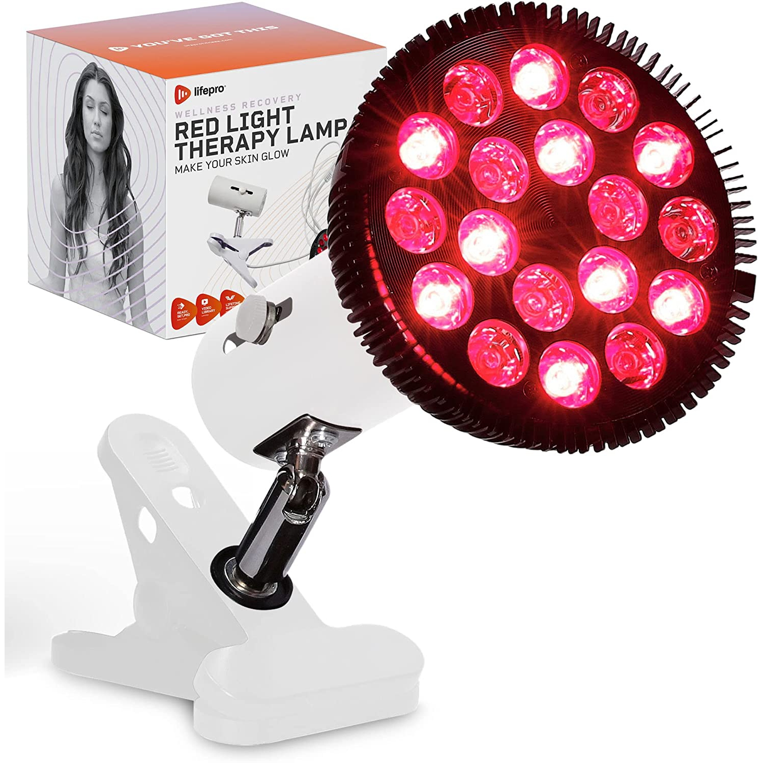 Lampe de thérapie infrarouge et lumière rouge InfraGlow - 18 lampe à pince LED pour thérapie à la lumière rouge à la maison, soulagement de la