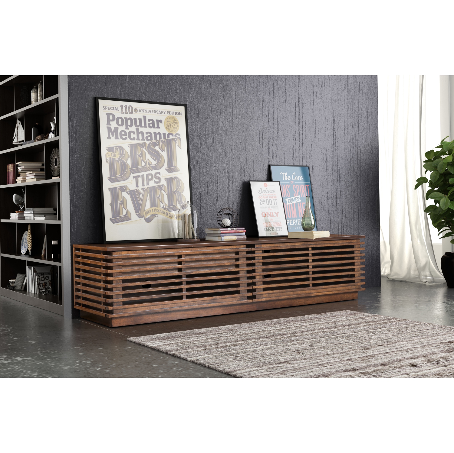 Linea Wide Entertainment Stand Walnut