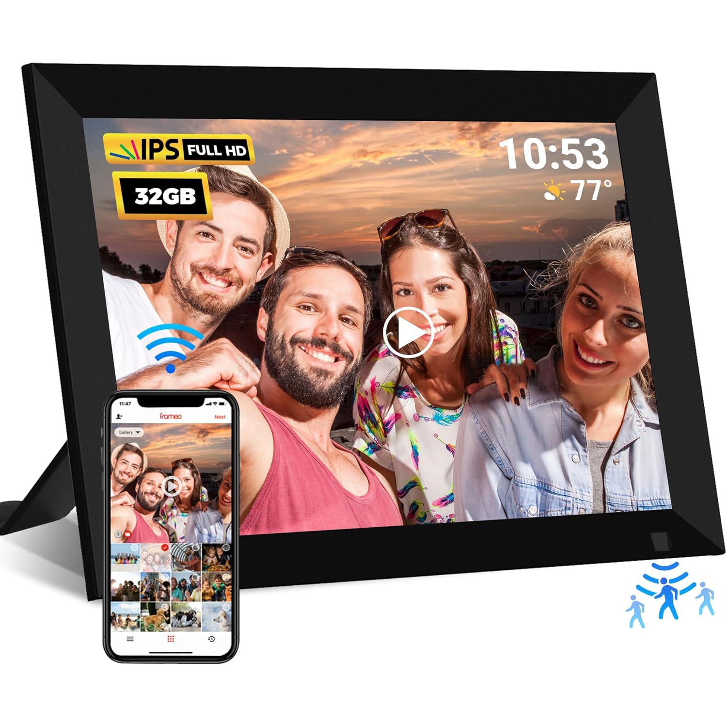 32GB Wi-Fi Digital Photo Frame,10.1 Inch Digital Picture Frame, HD IPS LCD Touchscreen, Motion Sensor, Auto-Rotate, Quick and Easy Share Photos or