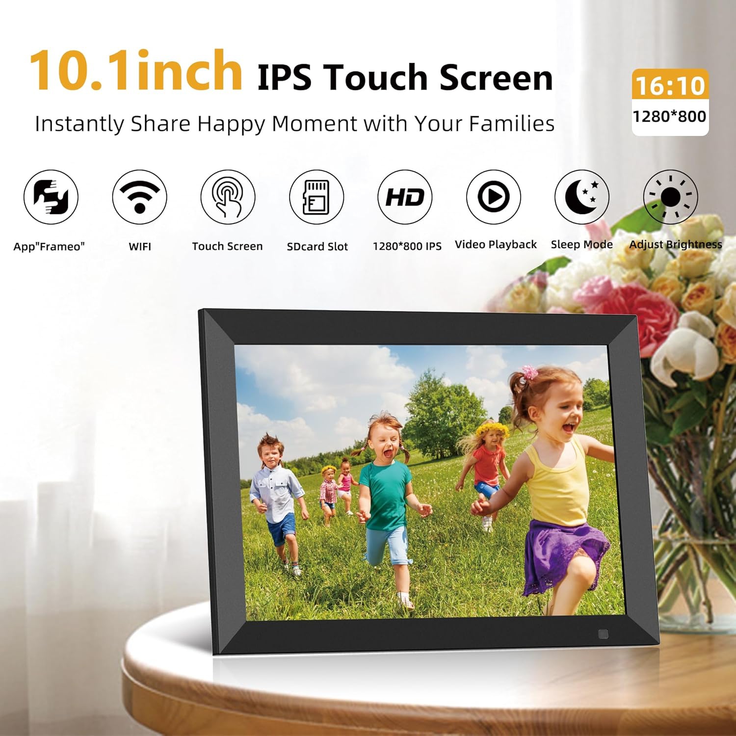 32GB Wi-Fi Digital Photo Frame,10.1 Inch Digital Picture Frame, HD IPS LCD Touchscreen, Motion Sensor, Auto-Rotate, Quick and Easy Share Photos or