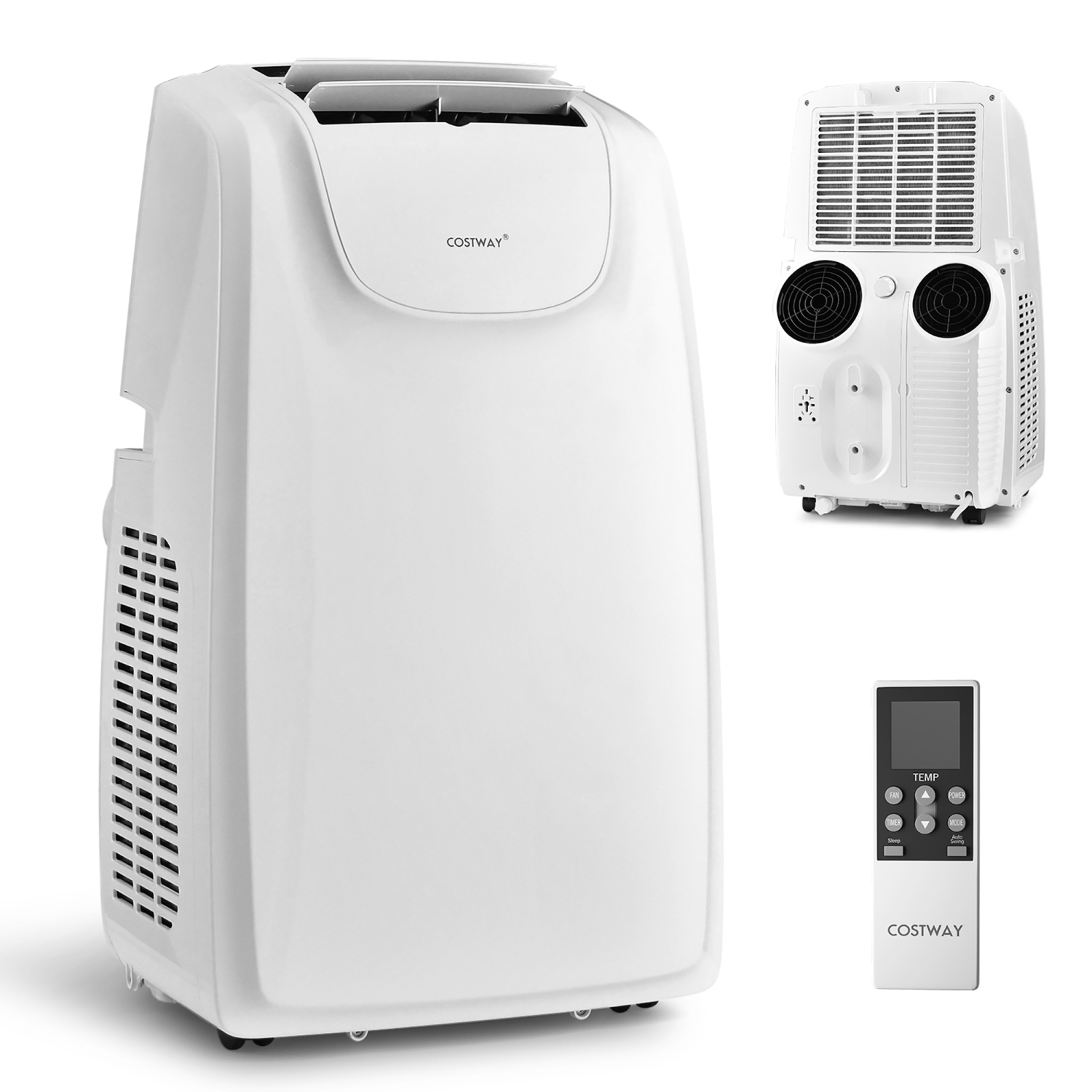 Costway 12,000 BTU Portable Air Conditioner, with Dual Hose, Remote Control, Powerful AC Unit Rooms up to 400 Sq.Ft. with Dehumidifier, Fan, Sleep