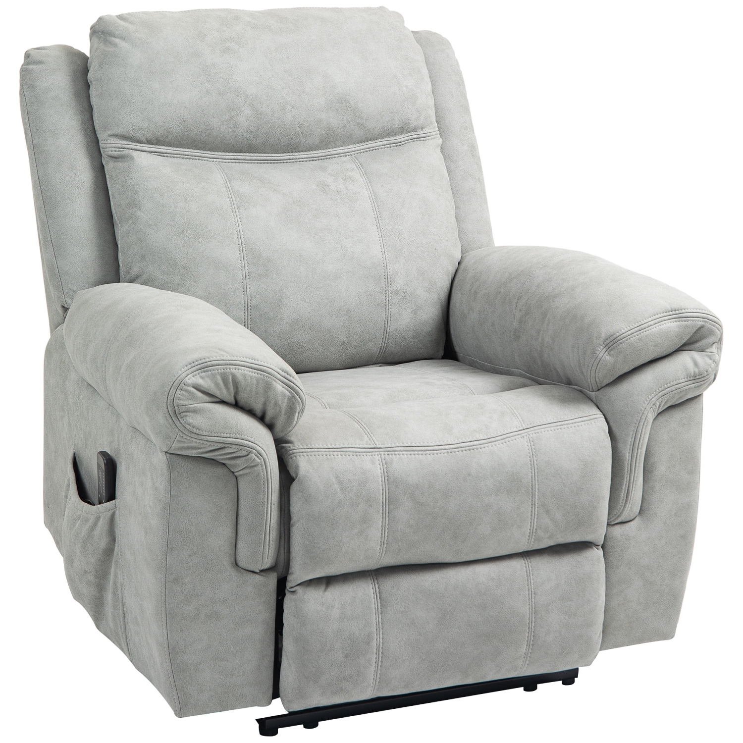 Fauteuil de massage inclinable à 8 points de HOMCOM, fauteuil inclinable manuel en microfibre pour salon avec pochettes latérales, repose-pieds,