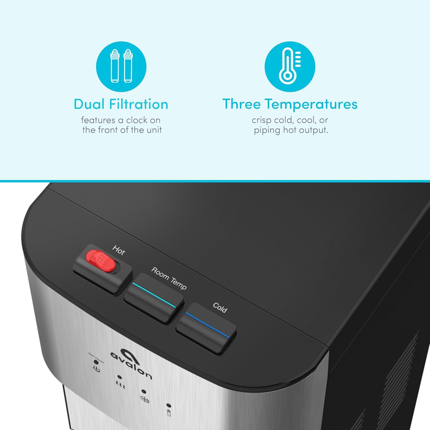 Avalon – Distributeur d'eau autonettoyante sans bouteille, 3 températures, certifié NSF/UL/Energy Star, acier inoxydable