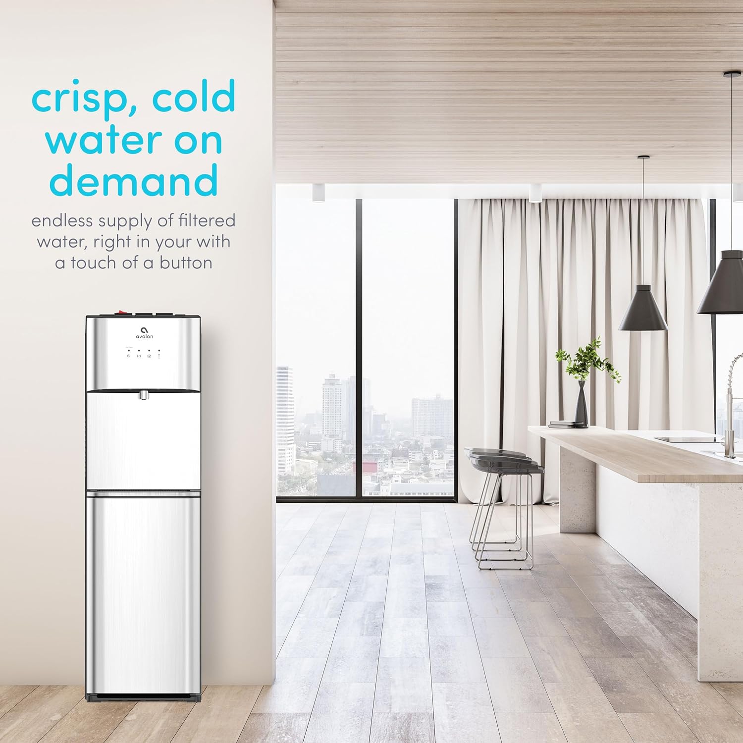 Avalon – Distributeur d'eau autonettoyante sans bouteille, 3 températures, certifié NSF/UL/Energy Star, acier inoxydable