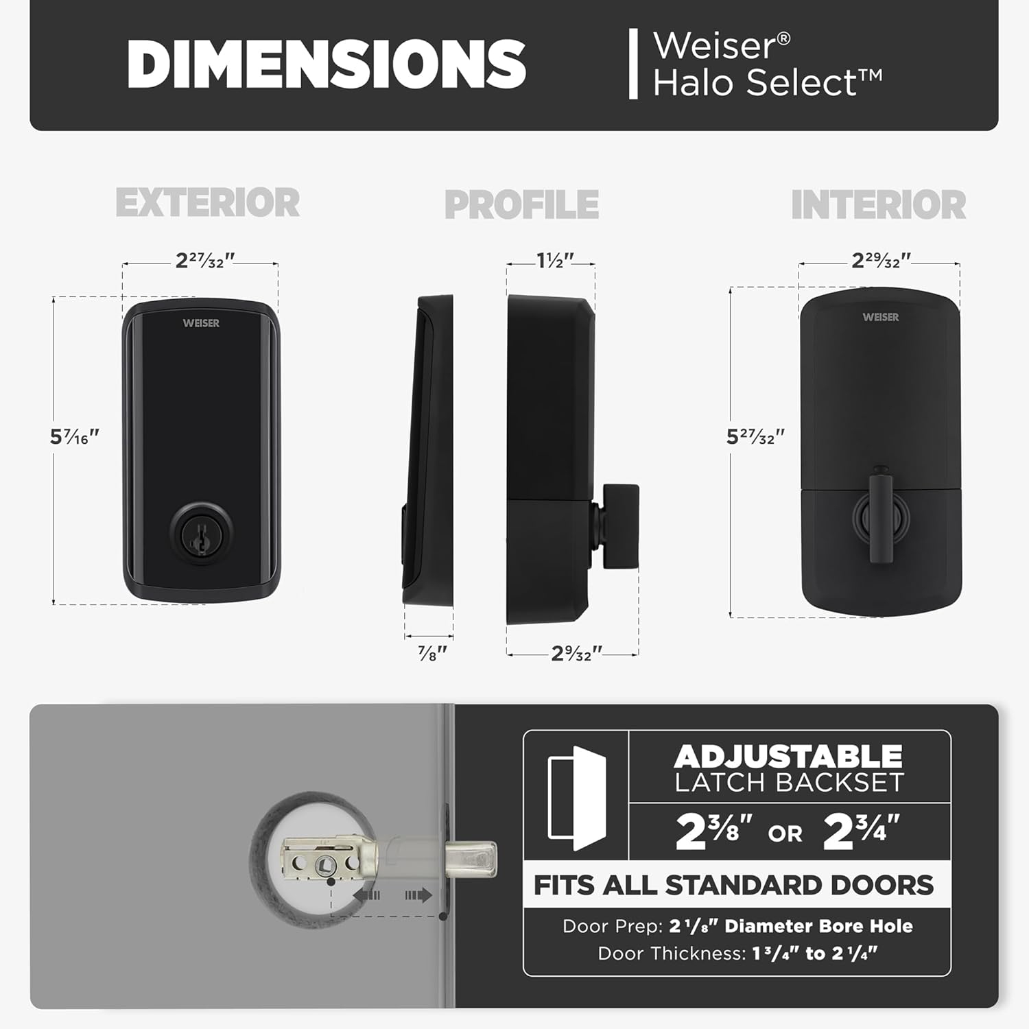 Weiser Halo Select Touchscreen Wi-Fi and Matter Enabled Smart Lock - Matte Black