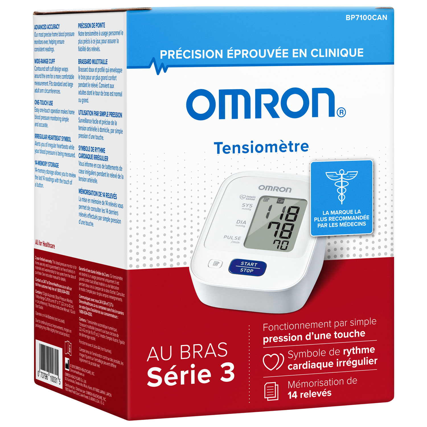 Tensiomètre pour le bras Série 3 d'Omron
