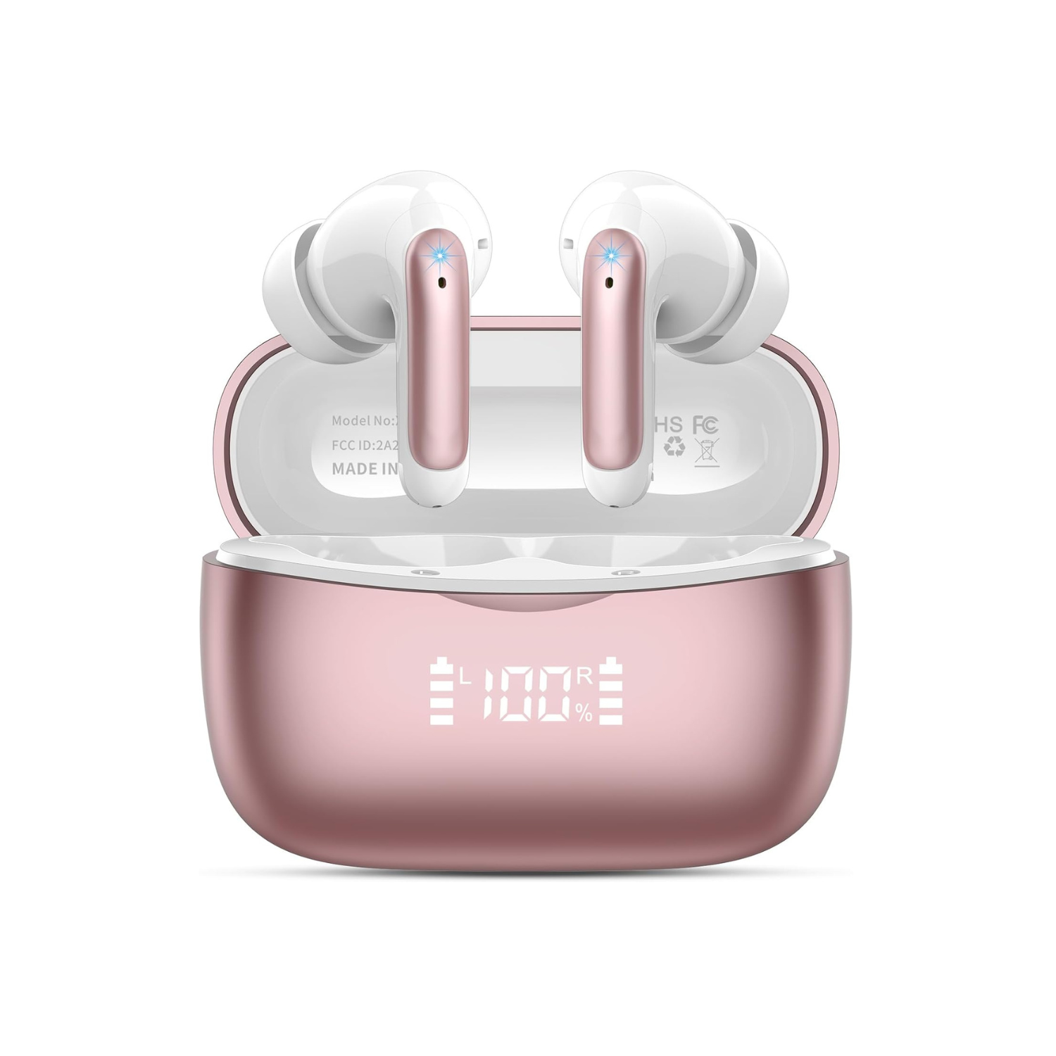 Wireless Earbuds, Headphones Bluetooth 5.3 with HiFi Stereo Sound, Bluetooth Earbuds with 4 ENC Noise Canceling Mics, 56 Hrs Playtime in Ear