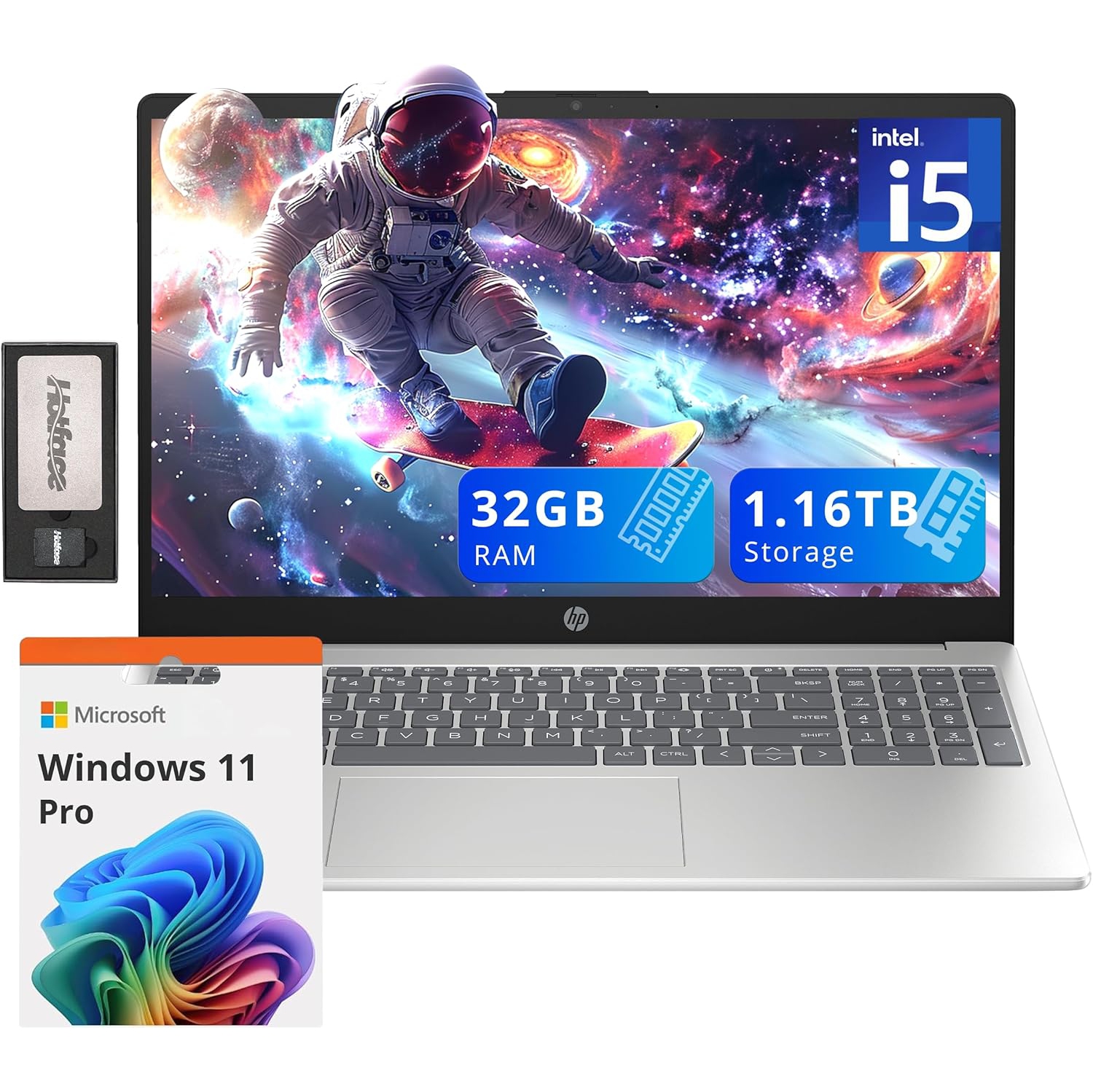 HP 15.6" FHD IPS Anti-Glare Laptop, Intel i5-1235U, 1.16TB Storage(1TB SSD + 160GB Docking Station Set), 32GB RAM, Numeric Keypad, HD Webcam, Wi-Fi