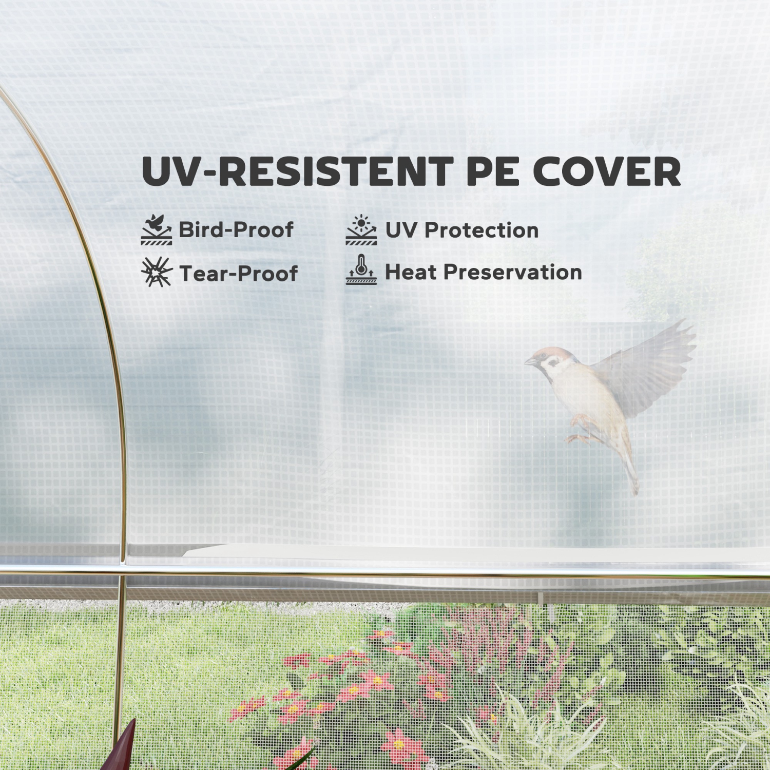 Outsunny 19.5' x 10' x 6.6' Walk-in Tunnel Greenhouse with Roll-up Mesh Sidewalls, Mesh Door, 8 Windows, Outdoor Green House Plant Hot House Tent