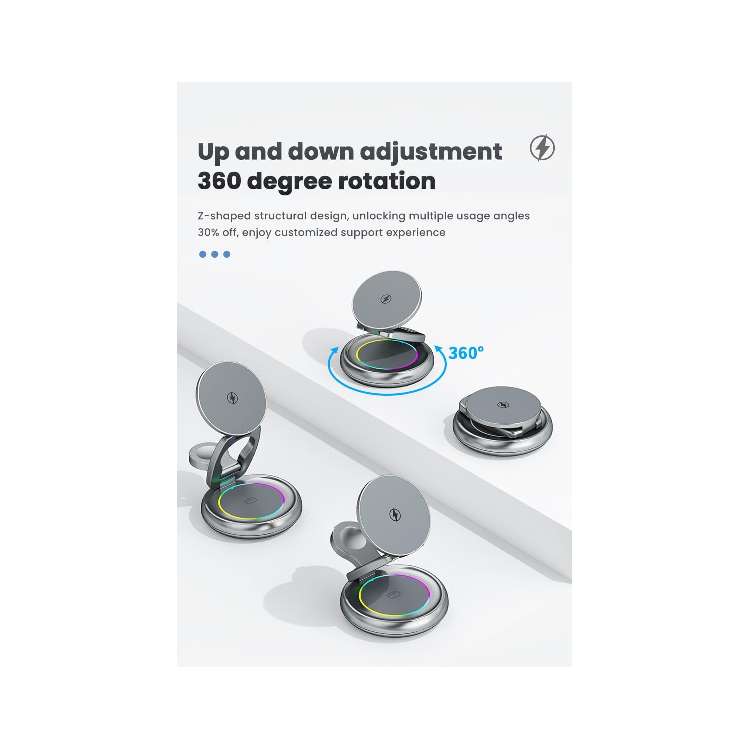 Metal 3 in 1 for Apple Magsafe Magnetic Wireless Charger Folding Stand for iPhone16 iPhone15 pro max Ultra S8 AirPods Pro