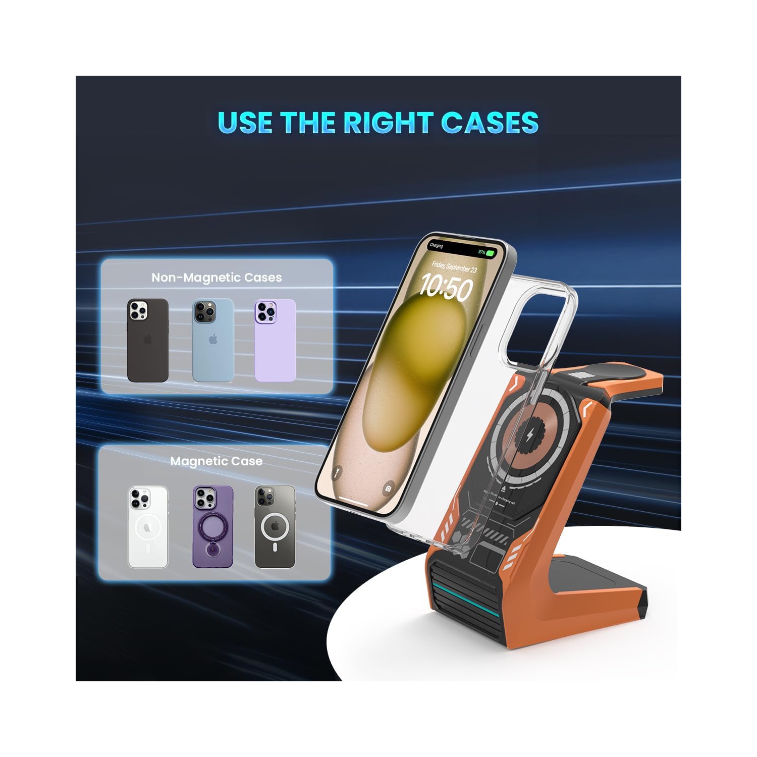 3 in 1 Wireless Charging Station for MagSafe: Magnetic Charge Stand for iPhone Apple 15 14 13 12 Pro/Pro Max/Plus/Mini- Fast Wireless Charger Dock