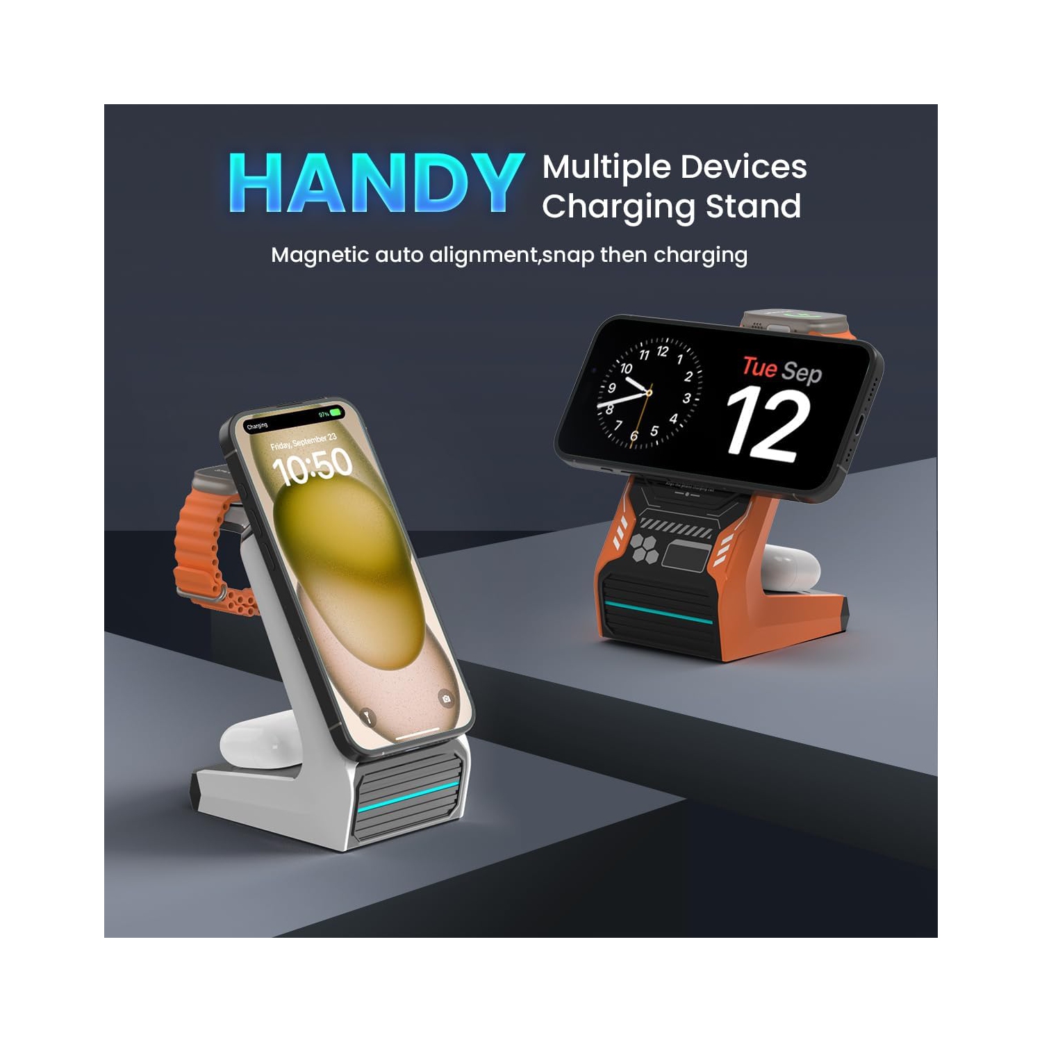 3 in 1 Wireless Charging Station for MagSafe: Magnetic Charge Stand for iPhone Apple 15 14 13 12 Pro/Pro Max/Plus/Mini- Fast Wireless Charger Dock