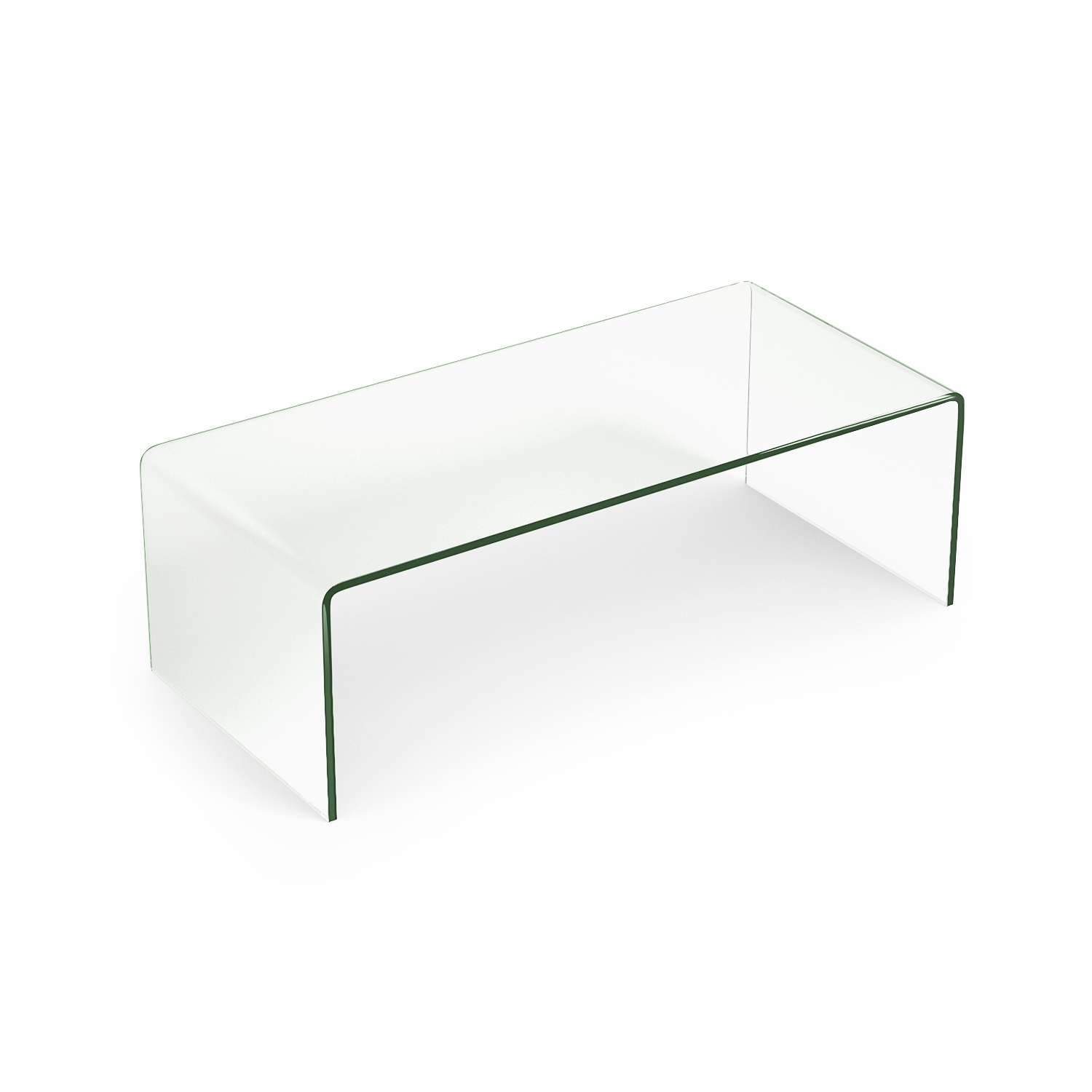 Table basse en verre de Costway, meubles modernes pour la maison, table de bout en verre trempé transparent, table en cascade avec bords arrondis