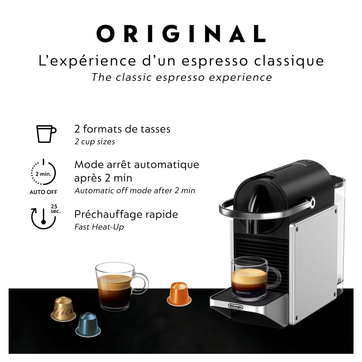 Nespresso Pixie Espresso Machine by De’Longhi, Aluminum