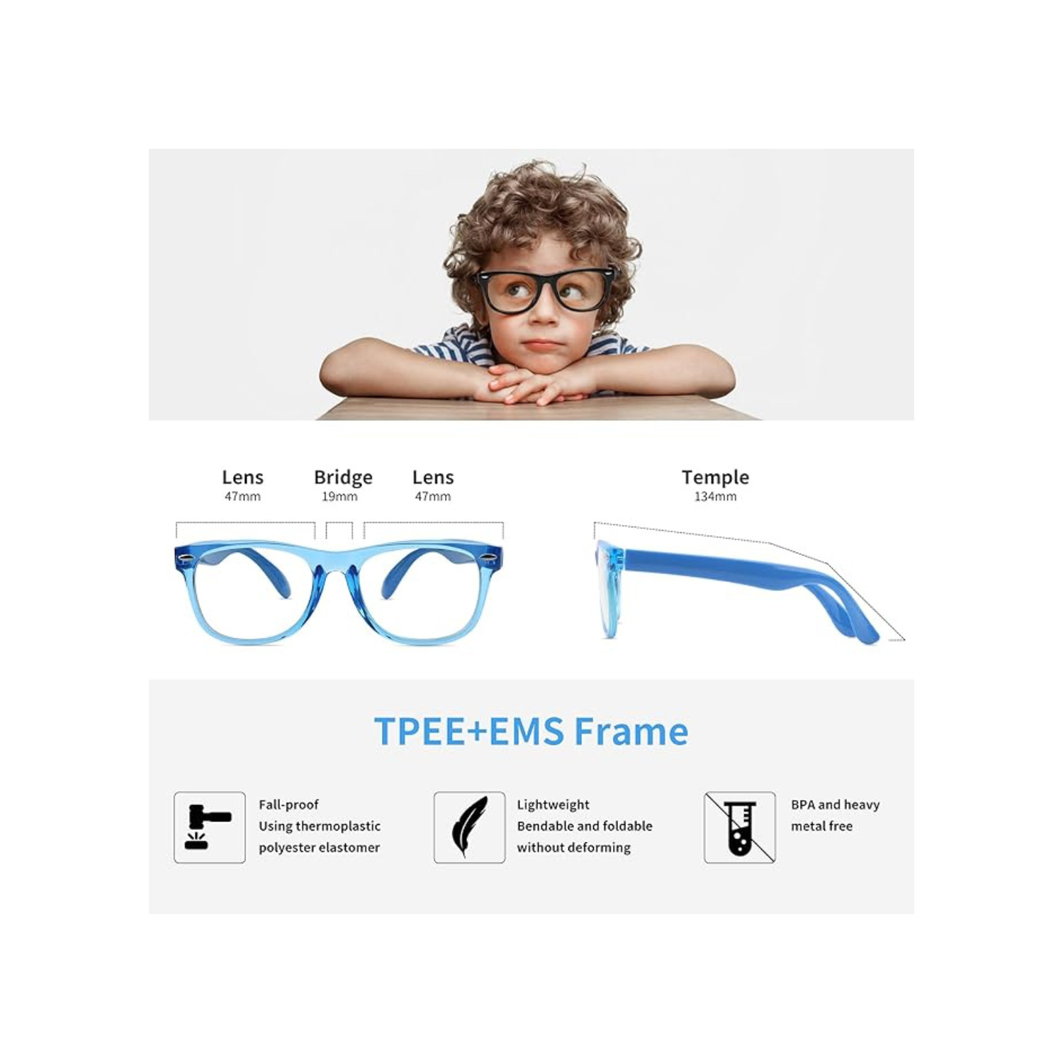 Kids Anti Blue Light Glasses, Blocking Harmful Blue Light Emitted by TV, Electronic Screens, Boys Girls Age for 3-12