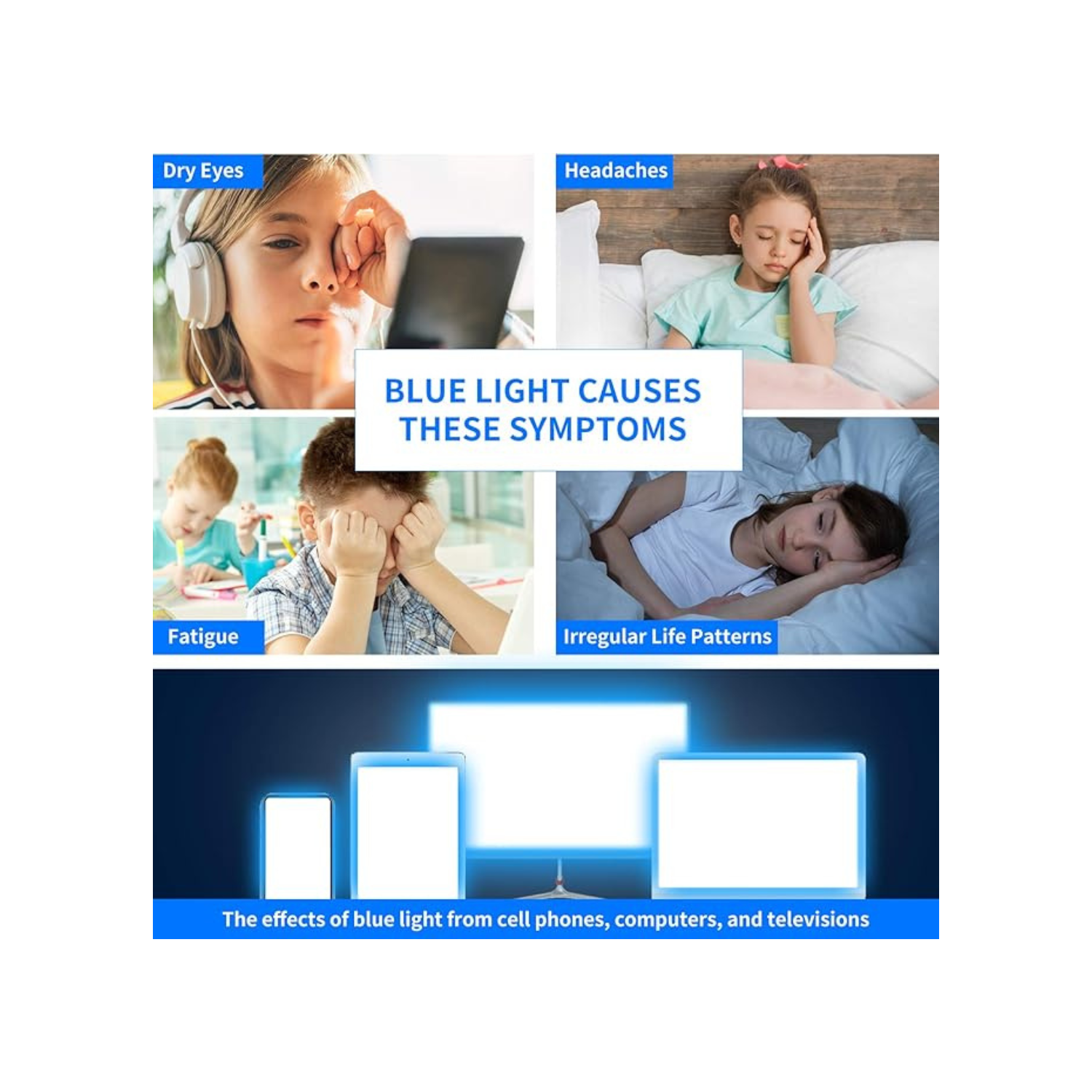 Kids Anti Blue Light Glasses, Blocking Harmful Blue Light Emitted by TV, Electronic Screens, Boys Girls Age for 3-12
