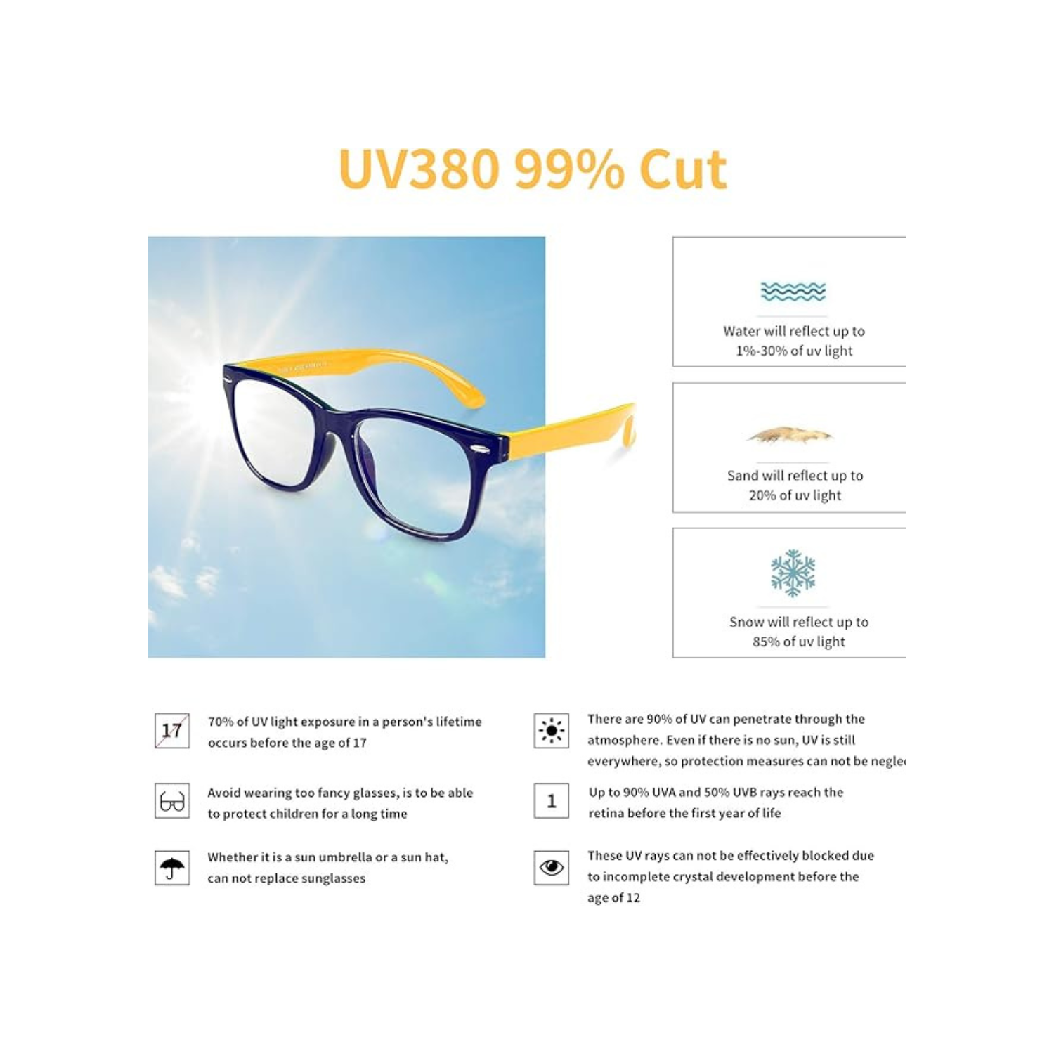 Kids Anti Blue Light Glasses, Blocking Harmful Blue Light Emitted by TV, Electronic Screens, Boys Girls Age for 3-12