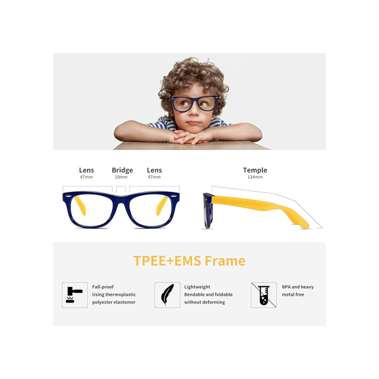 Kids Anti Blue Light Glasses, Blocking Harmful Blue Light Emitted by TV, Electronic Screens, Boys Girls Age for 3-12