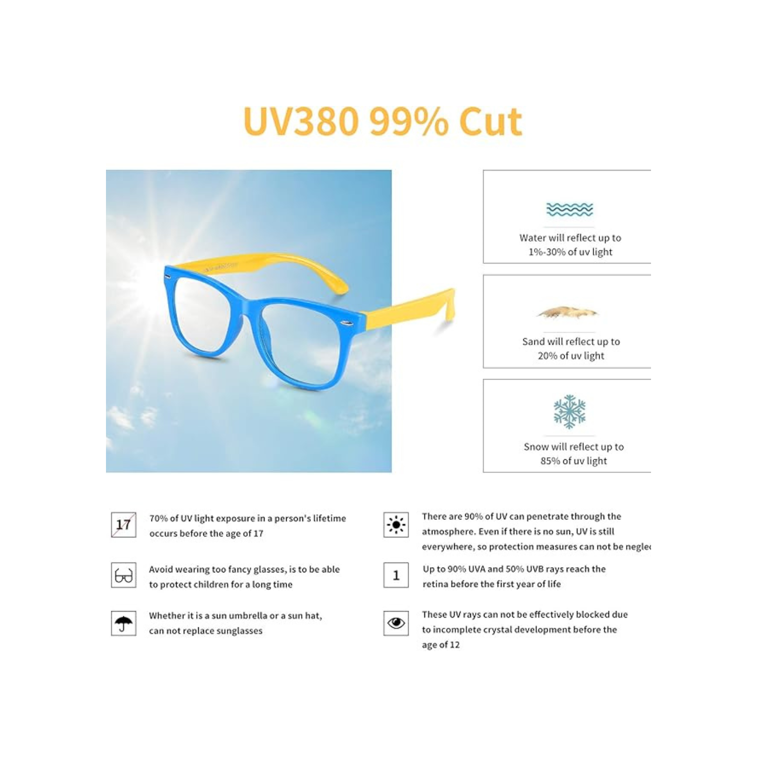 Kids Anti Blue Light Glasses, Blocking Harmful Blue Light Emitted by TV, Electronic Screens, Boys Girls Age for 3-12