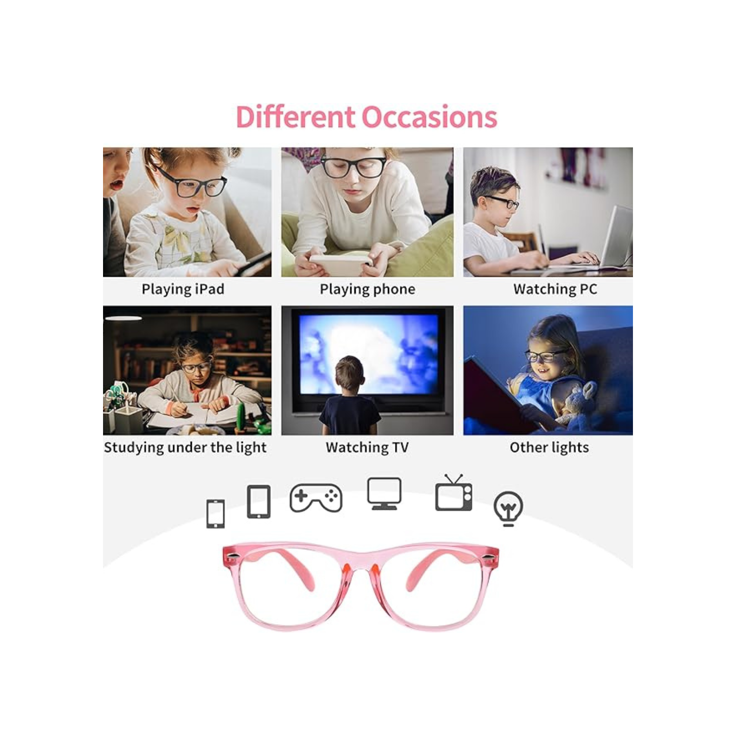 Kids Anti Blue Light Glasses, Blocking Harmful Blue Light Emitted by TV, Electronic Screens, Boys Girls Age for 3-12