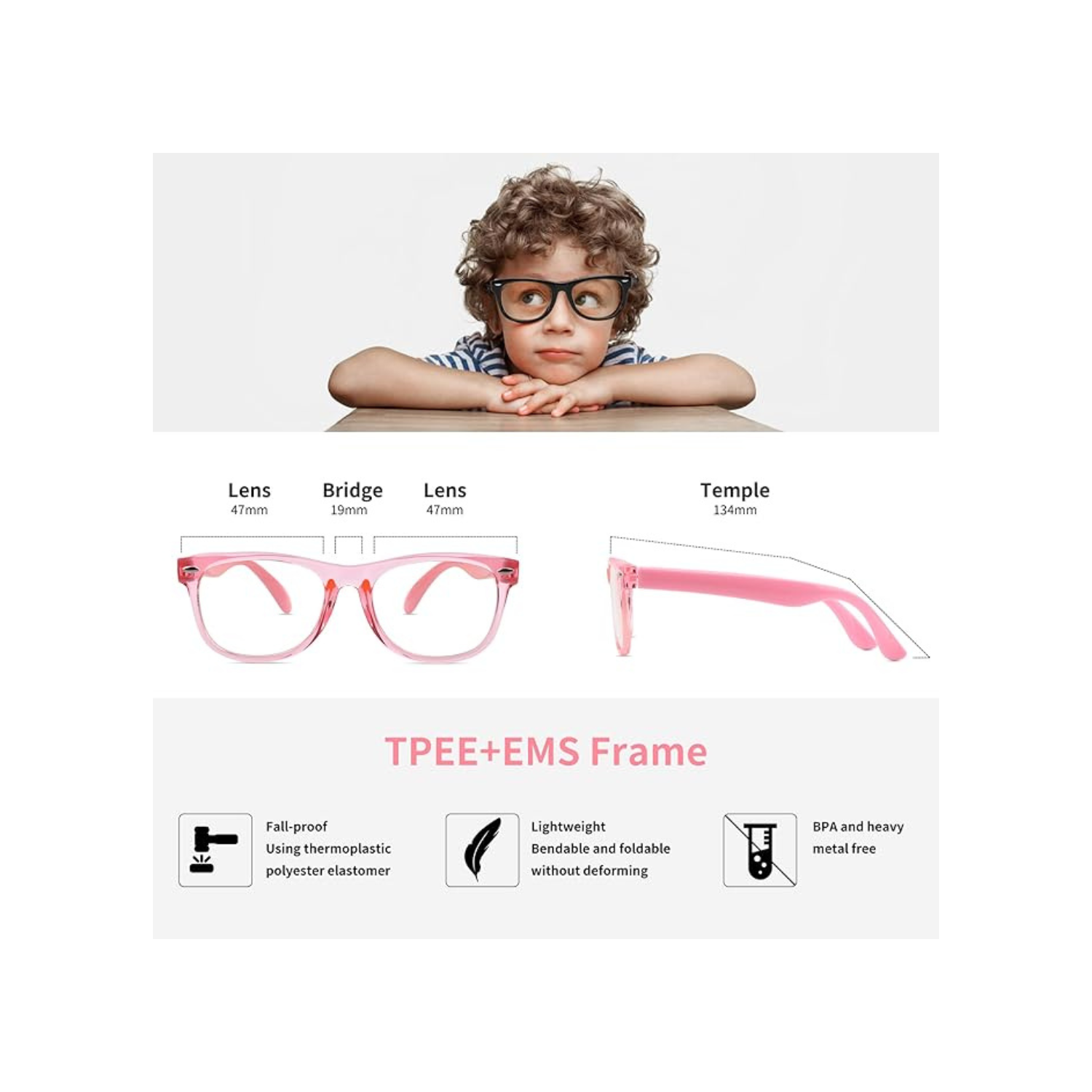 Kids Anti Blue Light Glasses, Blocking Harmful Blue Light Emitted by TV, Electronic Screens, Boys Girls Age for 3-12