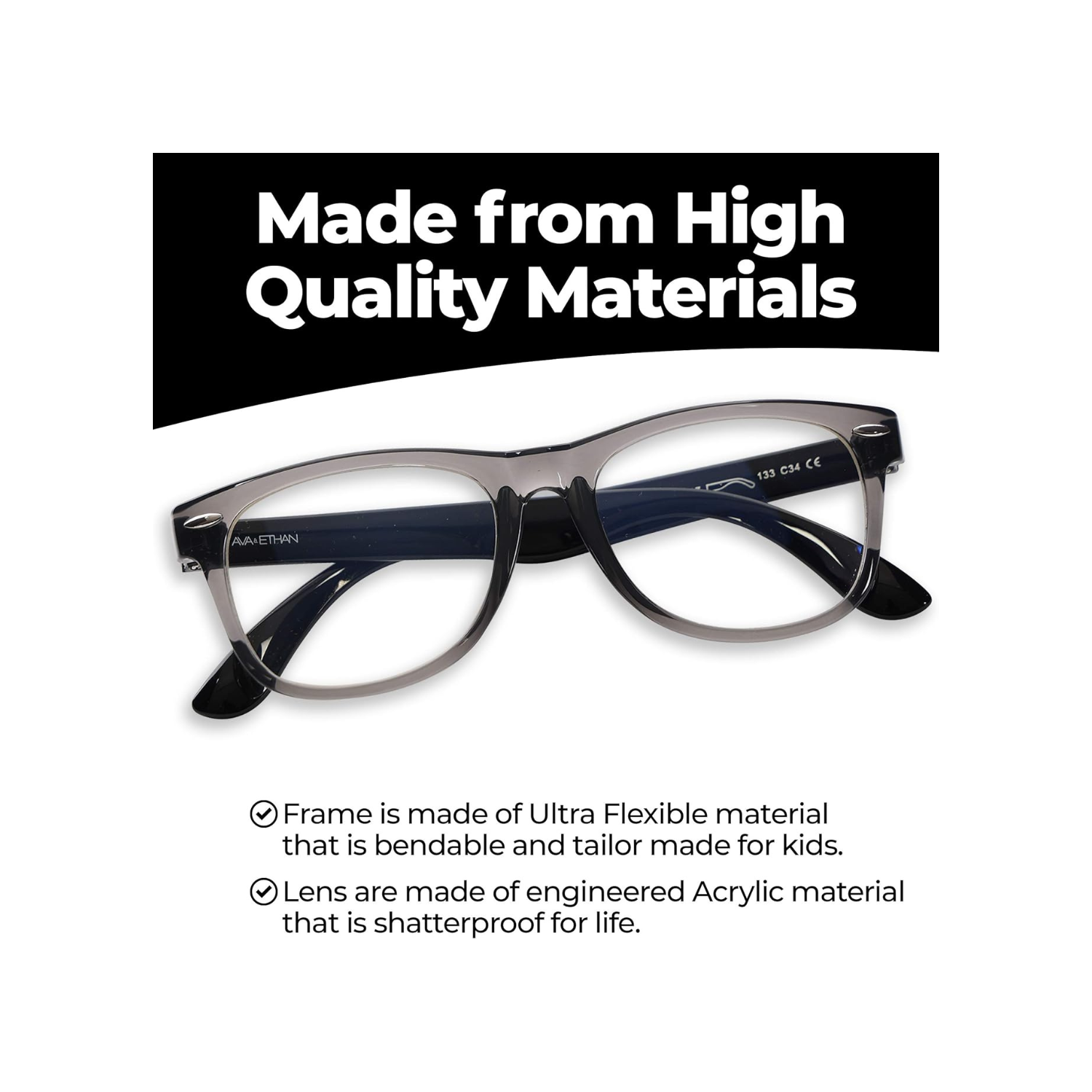 Ava & Ethan Blue Light Glasses for Kids, Blue Light Blocking for Computer/Gaming