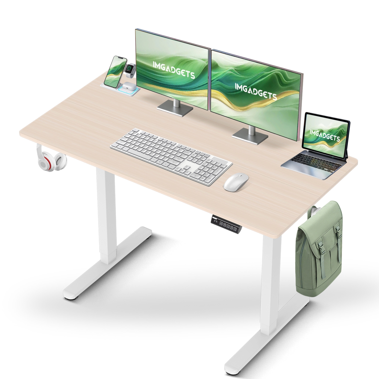 IMGadgets Electric Height-Adjustable Standing Desk with 47" x 24" Tabletop| Ideal for Home-Office Use | 3 Memory Presets, Adjustable Height Range