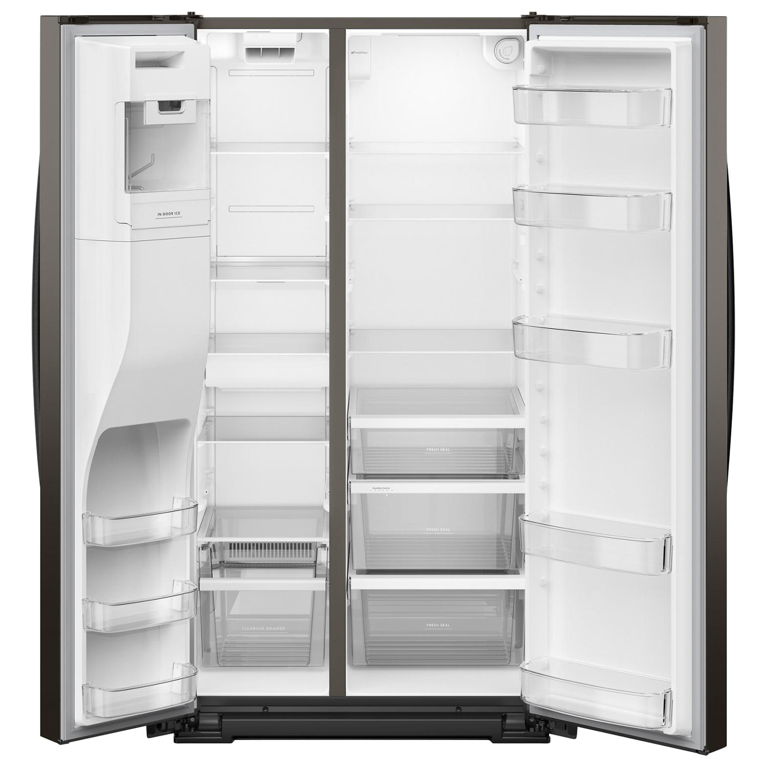 Whirlpool 36" 28.7 Cu. Ft. Side-By-Side Refrigerator with Water & Ice Dispenser - Black Stainless Finish