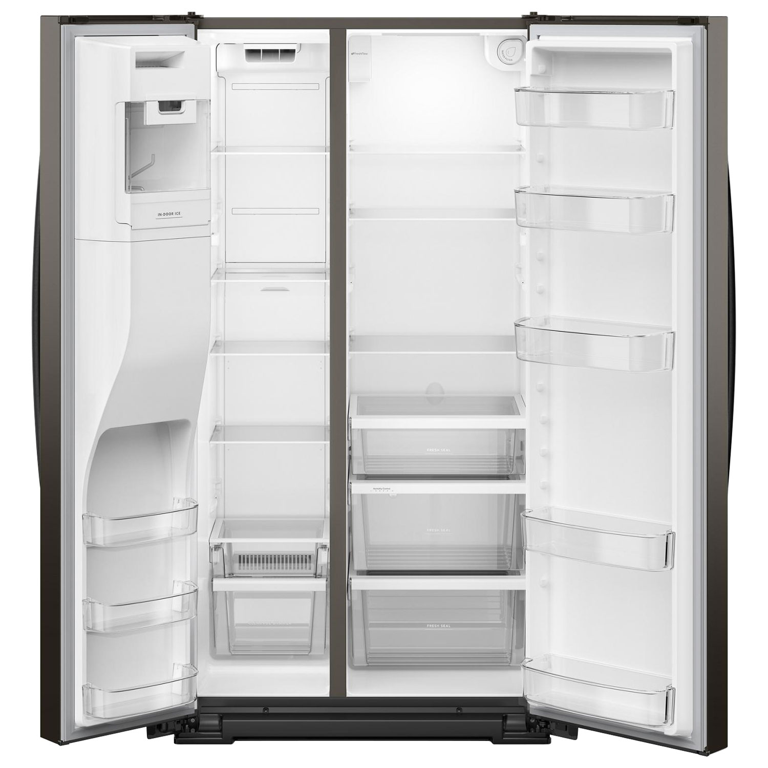 Whirlpool 36" 20.85 Cu Ft Counter Depth Side-By-Side Refrigerator w/Water & Ice Dispenser(WRSC5536RV)- Black Stainless Finish