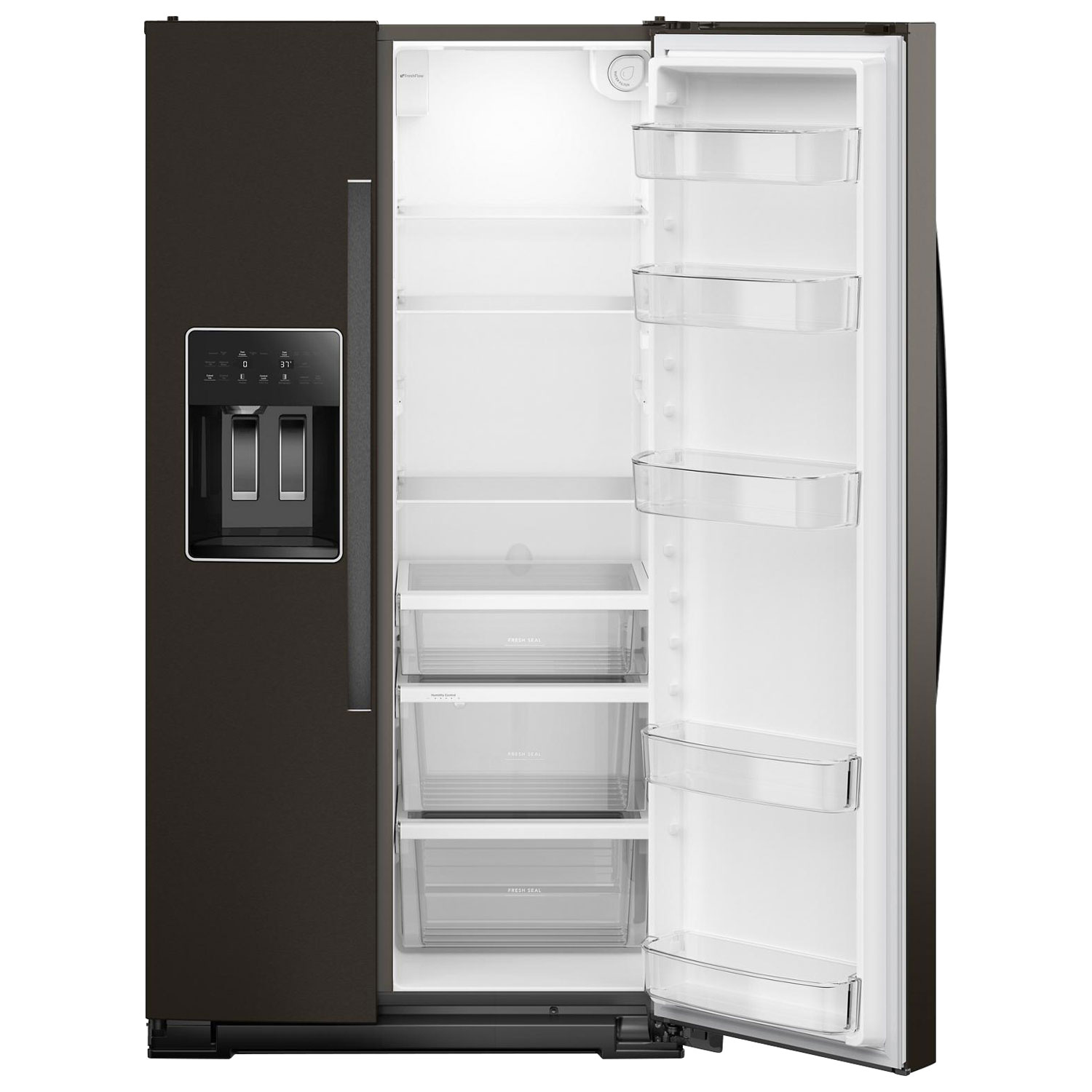 Whirlpool 36" 20.85 Cu Ft Counter Depth Side-By-Side Refrigerator w/Water & Ice Dispenser(WRSC5536RV)- Black Stainless Finish