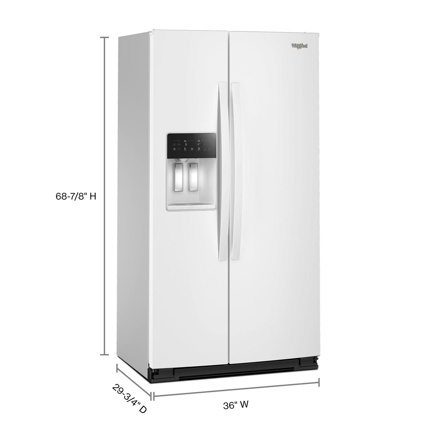 Réfrigérateur congélateur juxtaposé à profondeur de comptoir 36 po 20,85 pi³ avec distributeur d'eau et de glace Whirlpool - Blanc