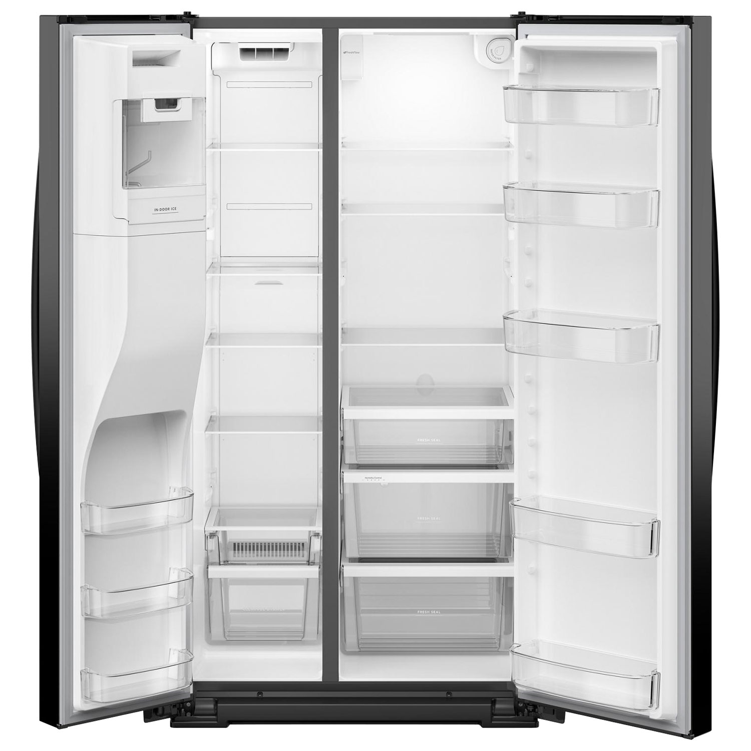 Réfrigérateur congélateur juxtaposé à profondeur de comptoir 36 po 20,85 pi³ avec distributeur d'eau et de glace Whirlpool - Noir