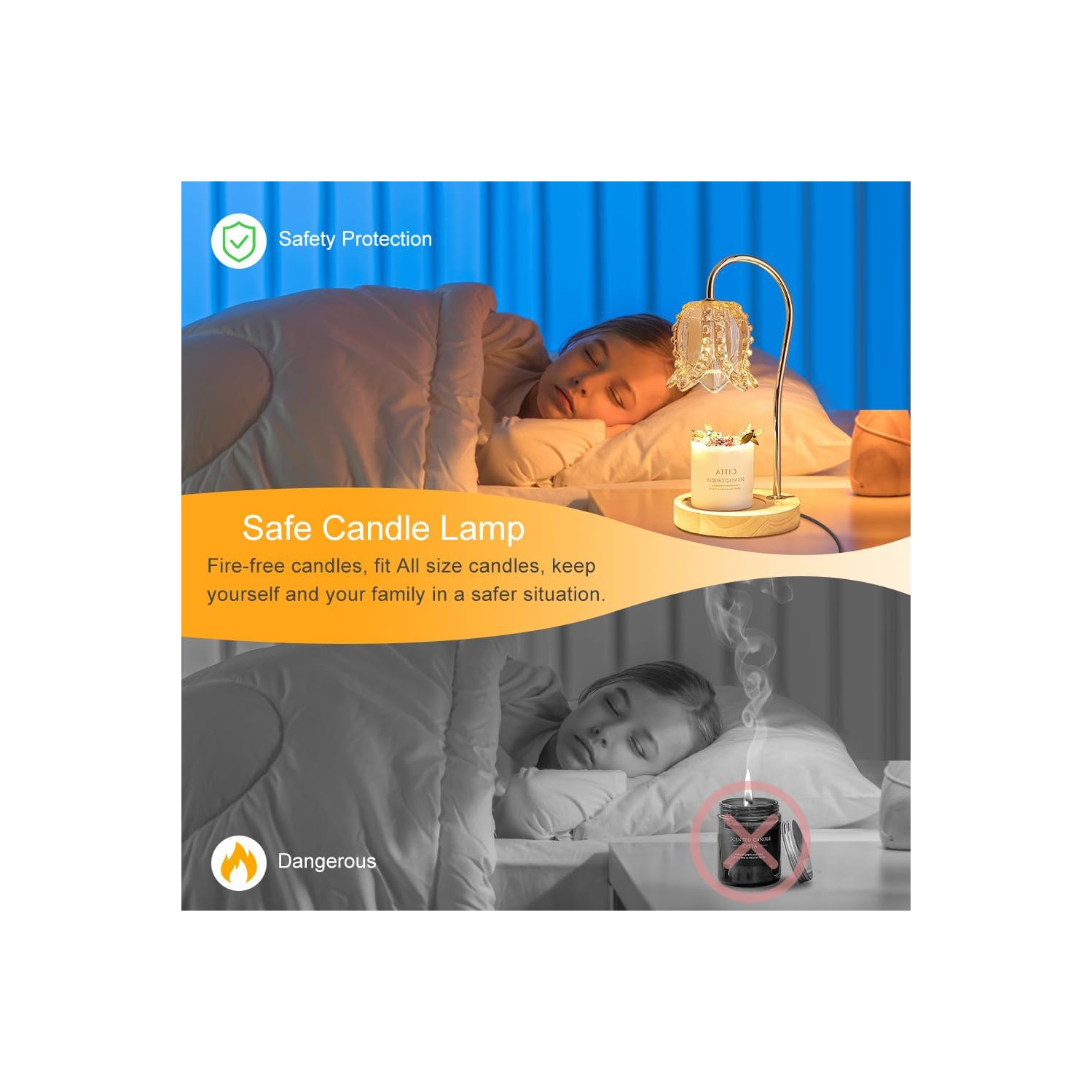 Bougie chauffe-chandelle avec minuterie et gradateur, bougie chauffe-bougie électrique à dessus de bougie avec 2 ampoules Lampe chauffante pour Home