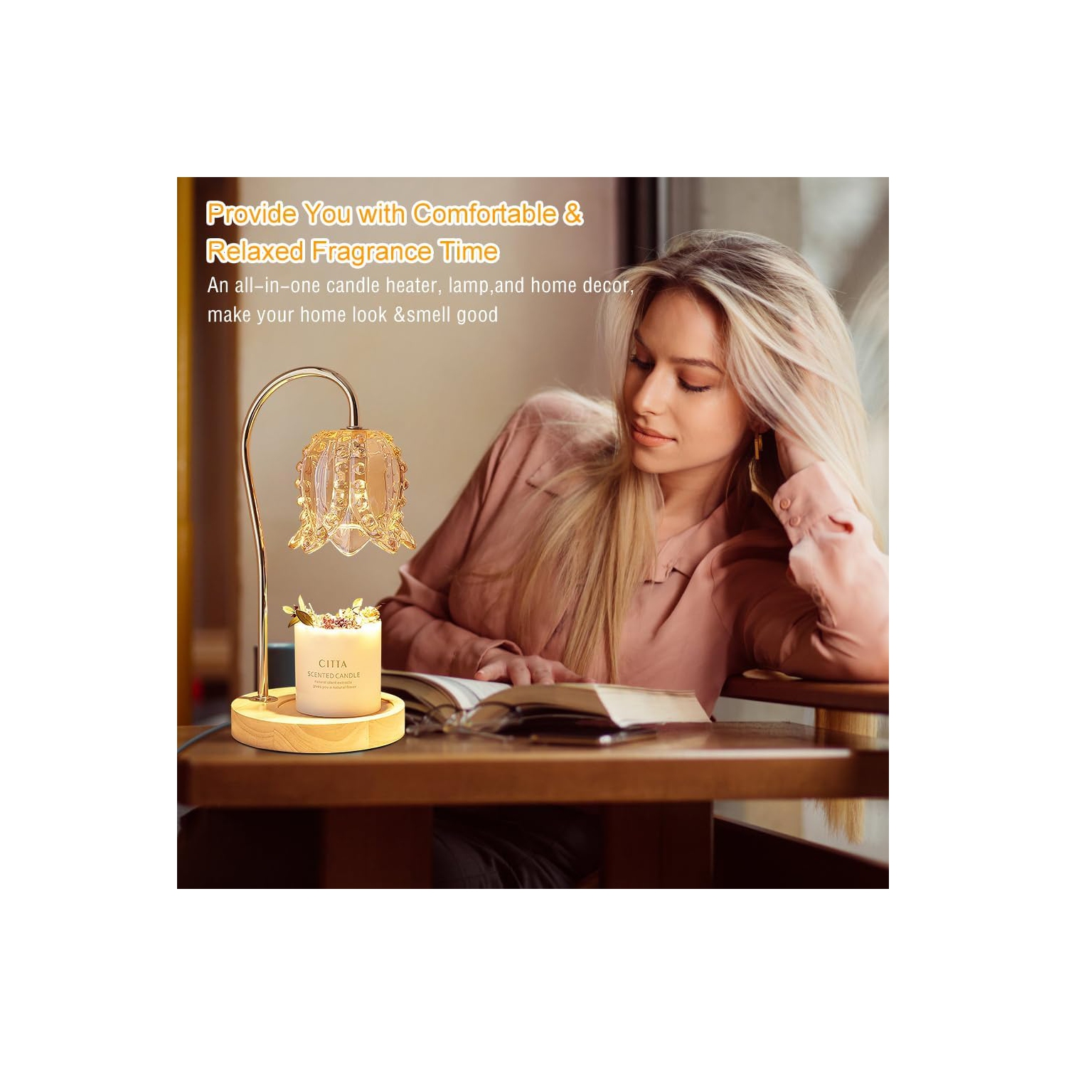 Bougie chauffe-chandelle avec minuterie et gradateur, bougie chauffe-bougie électrique à dessus de bougie avec 2 ampoules Lampe chauffante pour Home