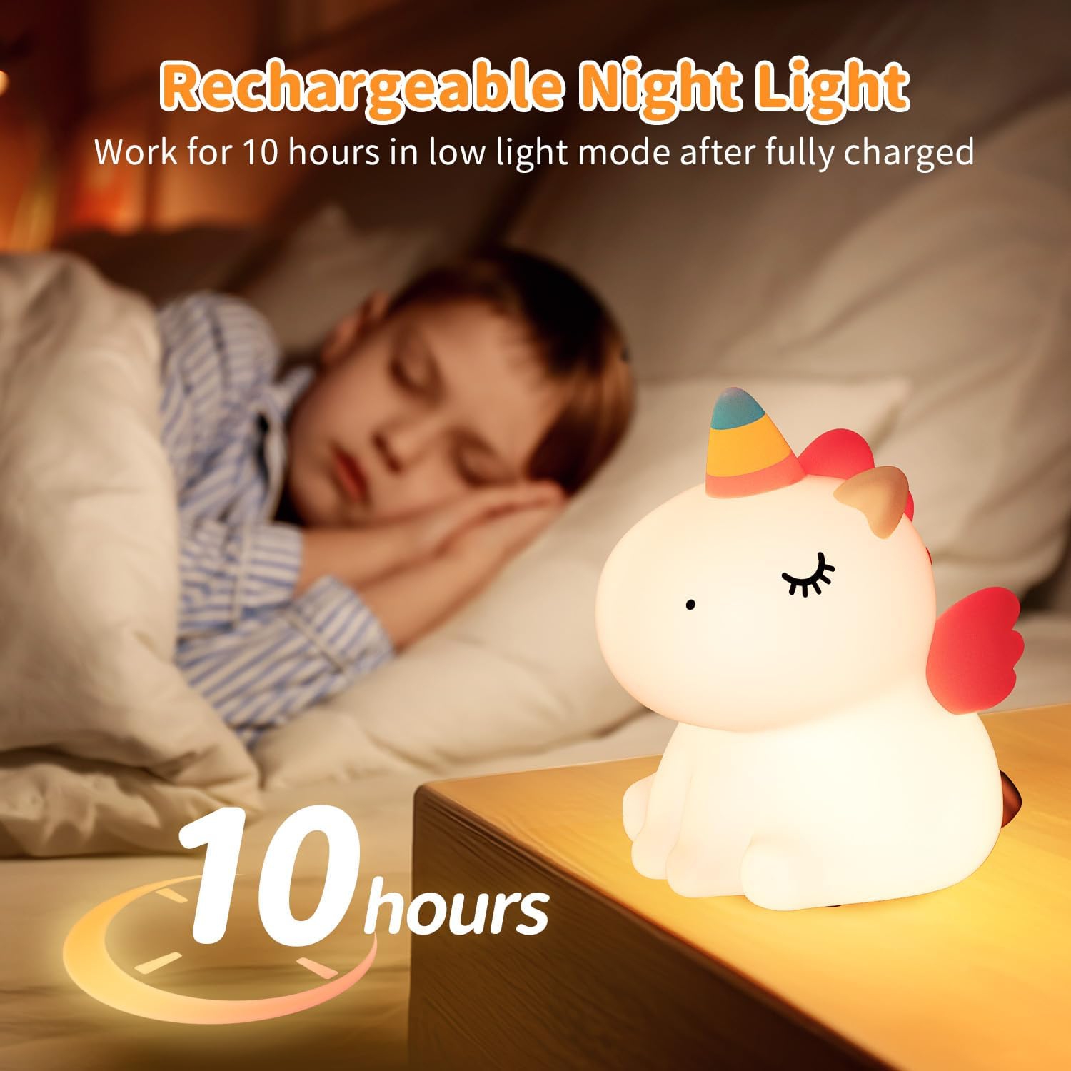 Veilleuse pour enfants LED Lampe de chevet rechargeable sans fil 7 couleurs Capteur tactile Silicone Veilleuses pour chambre d'enfant Lampe de