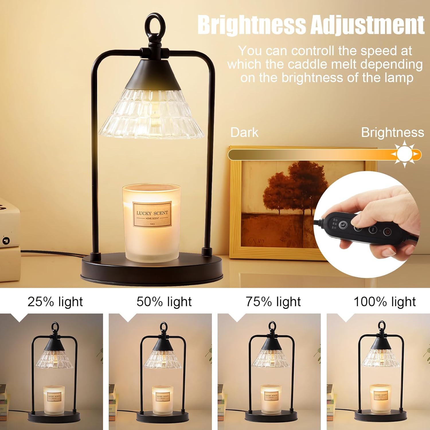 Candle Warmer Lamp with Dimmer, 2H/4H/8H Timer Electric Candle Lamp Warmer Compatible with Yankee Candle Jar Candle, Home Decor Gift for her,
