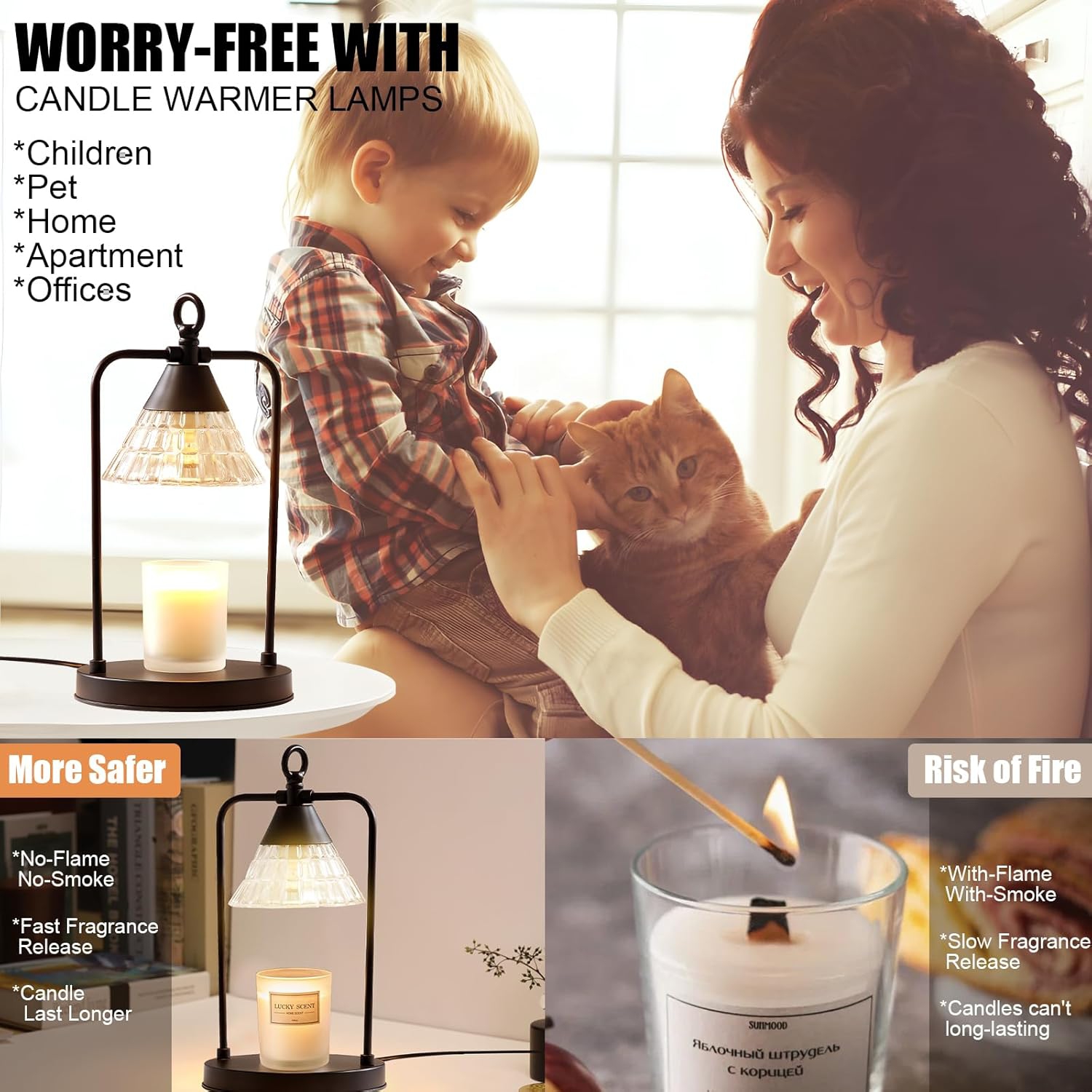 Candle Warmer Lamp with Dimmer, 2H/4H/8H Timer Electric Candle Lamp Warmer Compatible with Yankee Candle Jar Candle, Home Decor Gift for her,