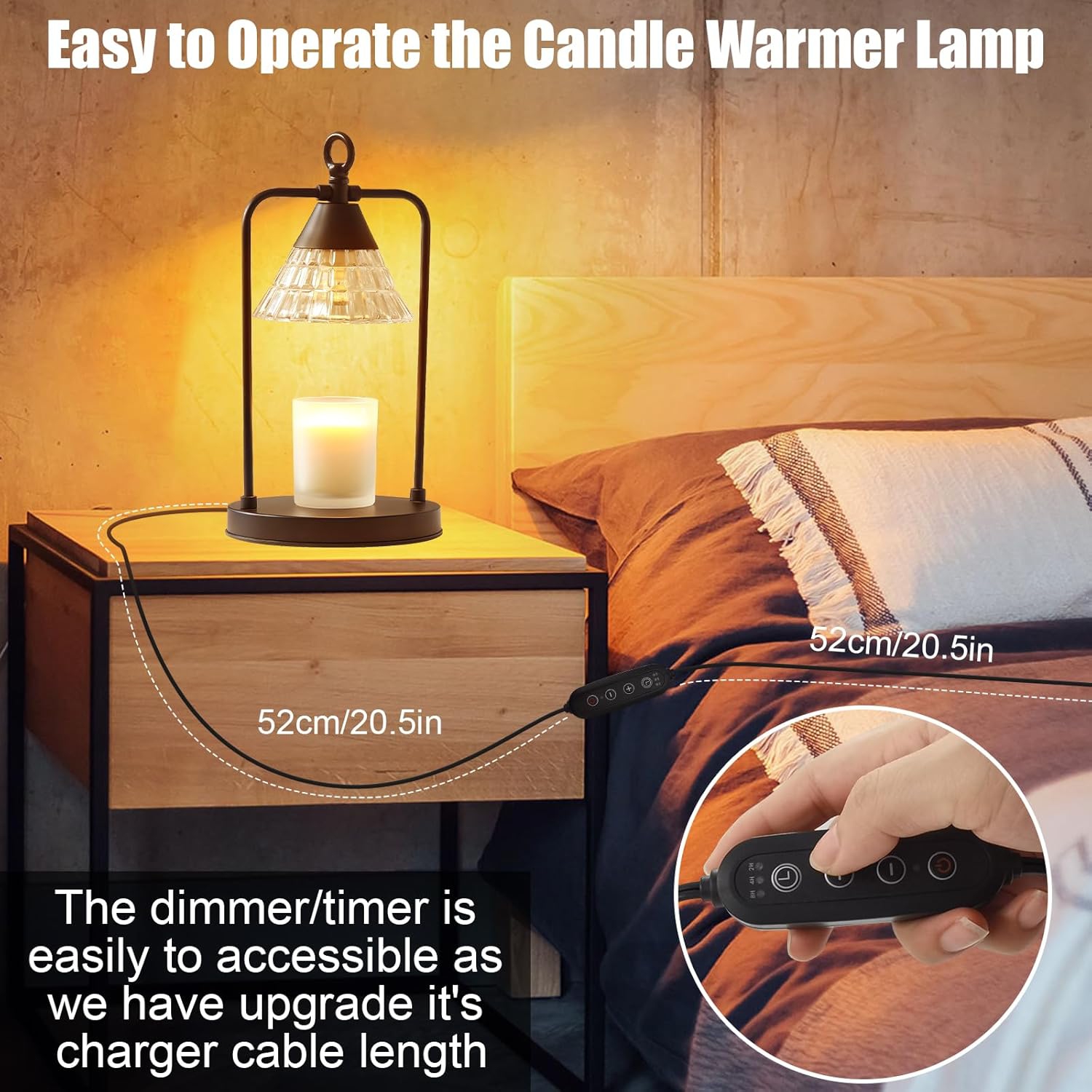 Candle Warmer Lamp with Dimmer, 2H/4H/8H Timer Electric Candle Lamp Warmer Compatible with Yankee Candle Jar Candle, Home Decor Gift for her,
