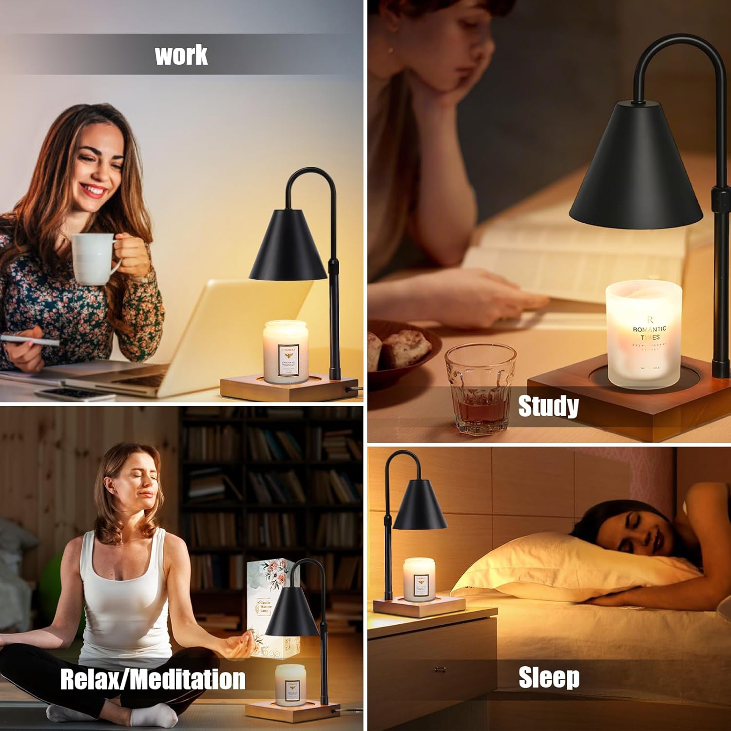 Réchauffeur de bougie, lampe chauffe-cire à bougie électrique avec minuterie et chauffe-cire à hauteur réglable pour bougies parfumées, bougies en