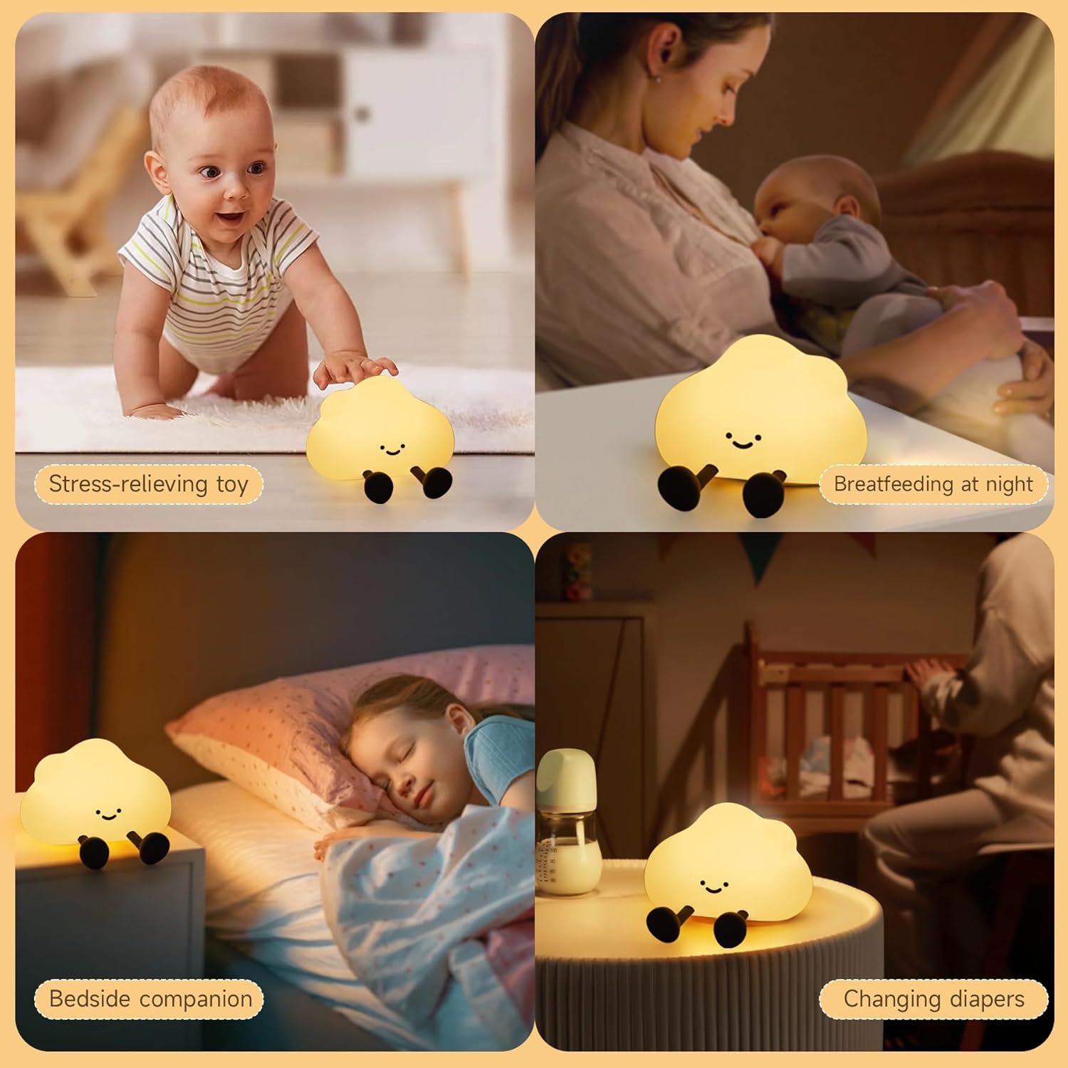 Veilleuse nuagique pour enfants, lampe de nuit en silicone à intensité réglable LED pour veilleuses rechargeables de chambre de bébé pour chambre