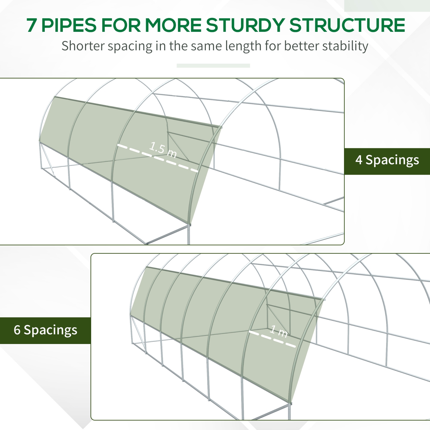 Grande serre Outsunny, serre tunnel de 20 x 10 x 6 pi avec porte à fermeture à glissière et 12 fenêtres enroulables, maison verte extérieure pour