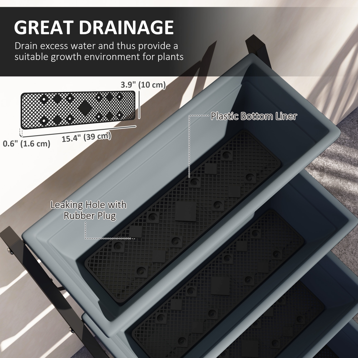 Lit de jardin surélevé à 5 niveaux Outsunny avec 5 jardinières, bacs de culture pour plantes d'extérieur avec trous de fuite pour balcon extérieur,